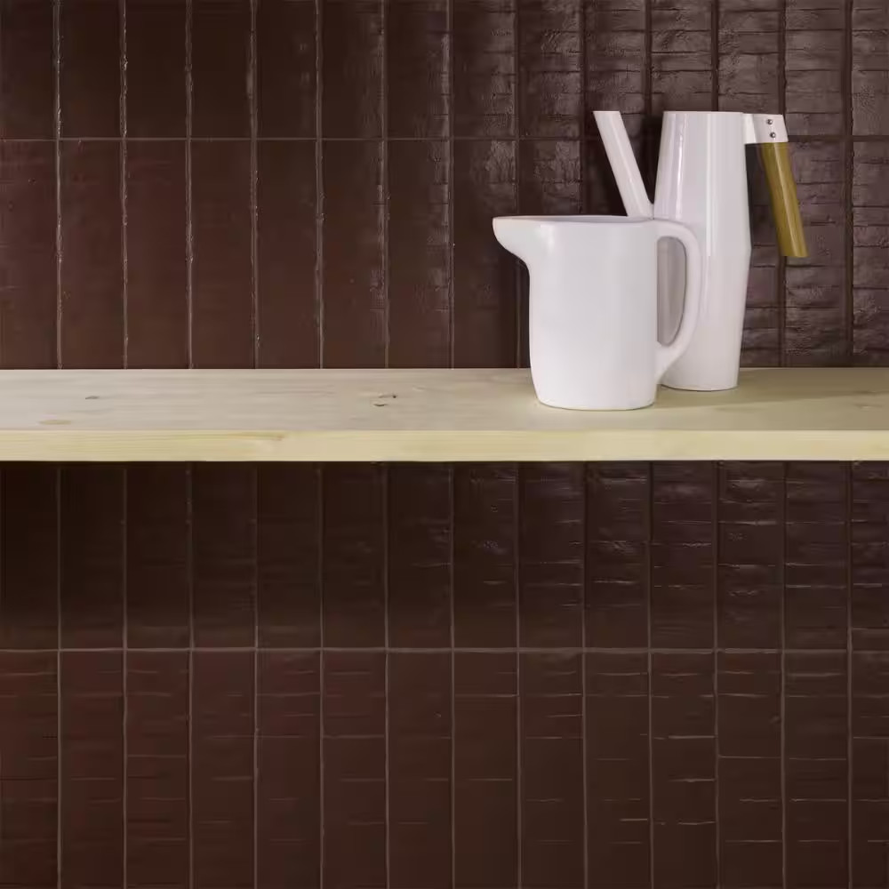 Chord Matter Eggplant 2.95 In. X 11.81 In. Textured Porcelain Floor and Wall Til