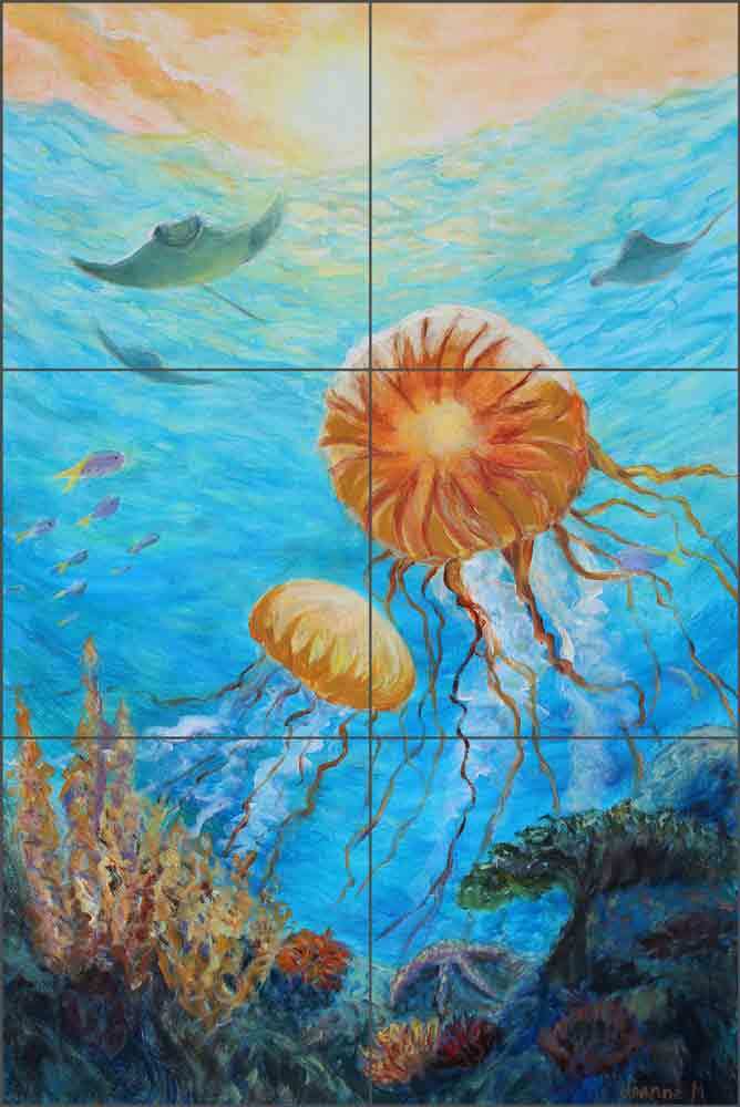 Undersea Tile Mural Joanne Morris Sea Life Art Ceramic Backsplash JM128