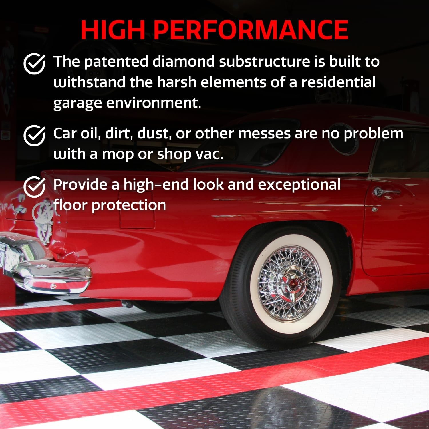 RaceDeck Garage Floor Tiles Interlocking Garage Flooring Diamond Plate Pattern