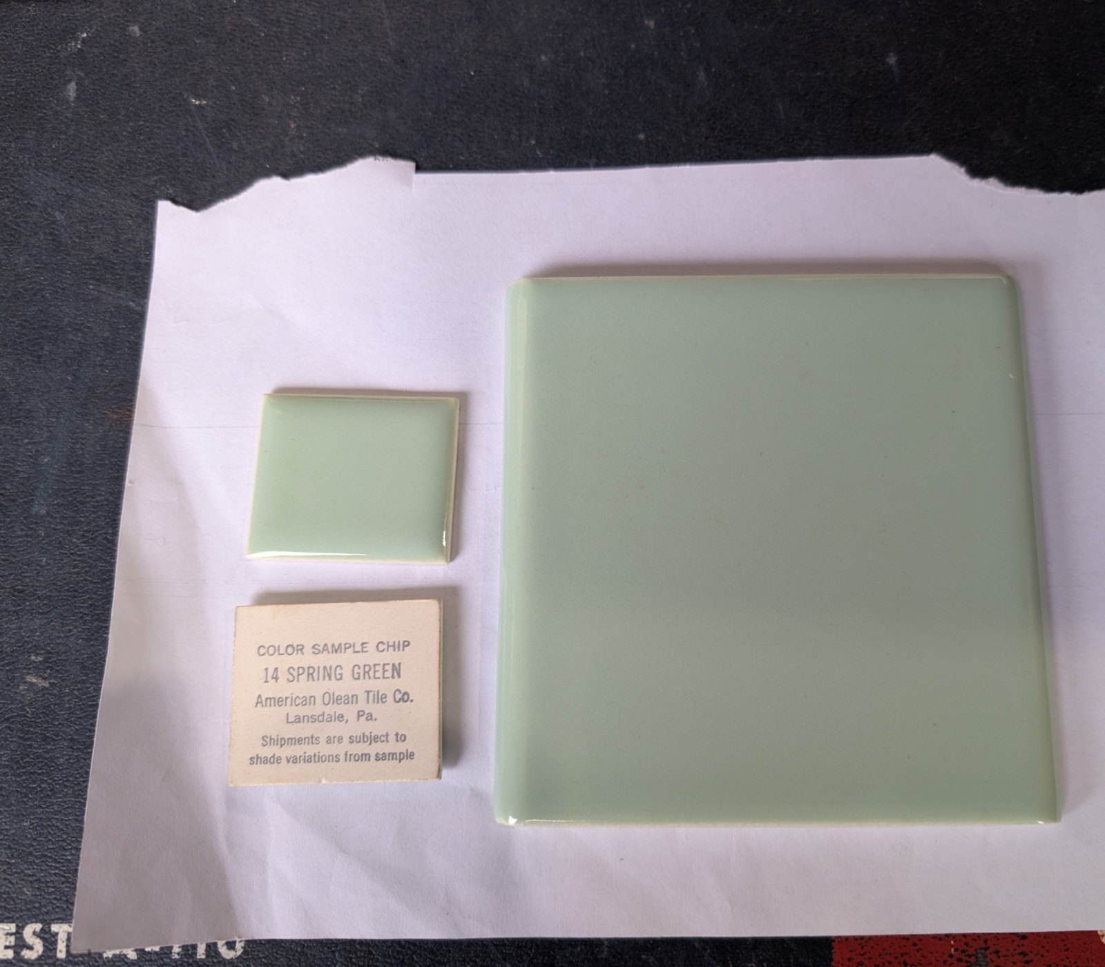 2 Pcs Ceramic Tile #14 Spring Green Double Bullnose Thinset S7449 Parallel Edges