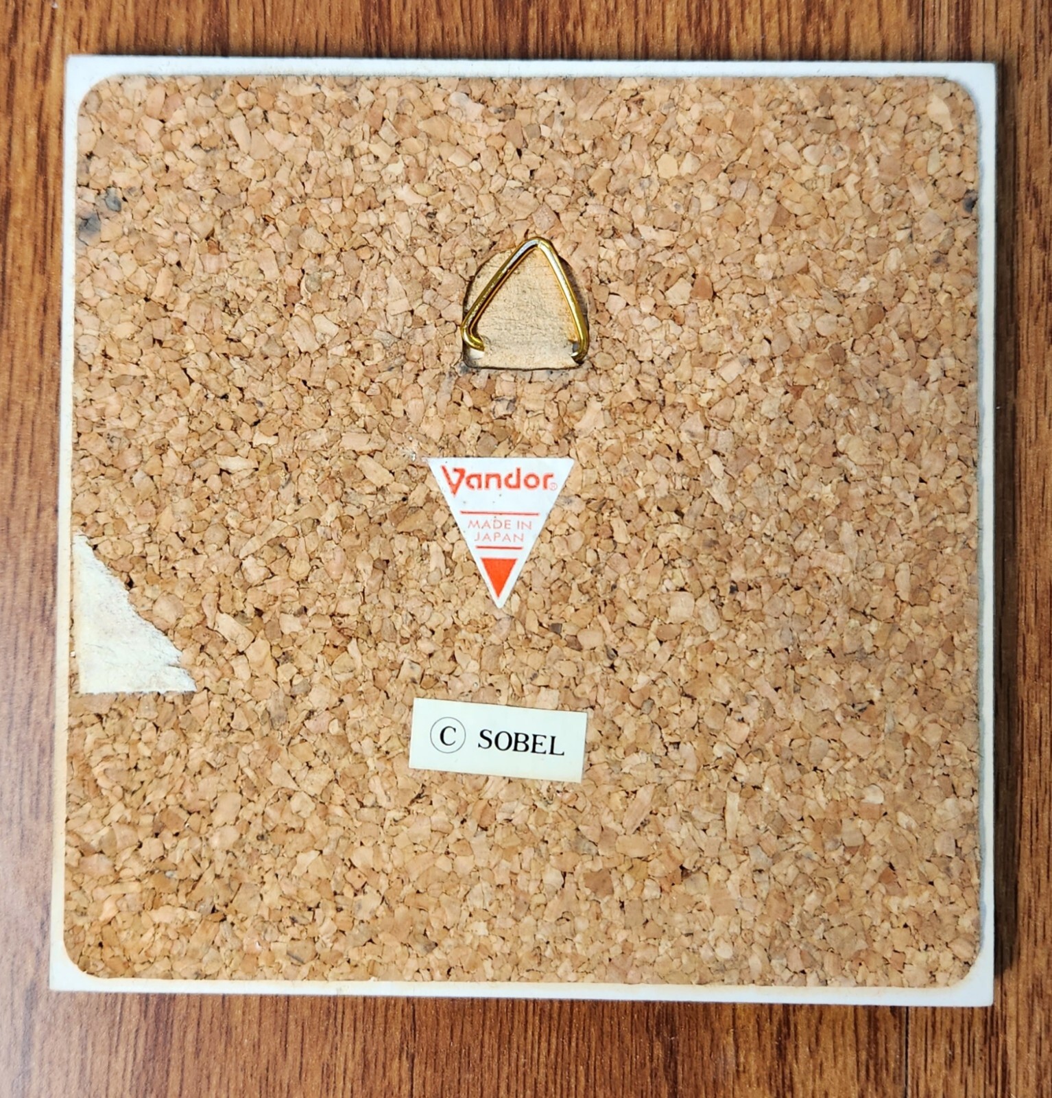 Set-of-2 VINTAGE Vandor 4.5” Ceramic Silkscreen Tile Trivet Wall Decor Cork Back