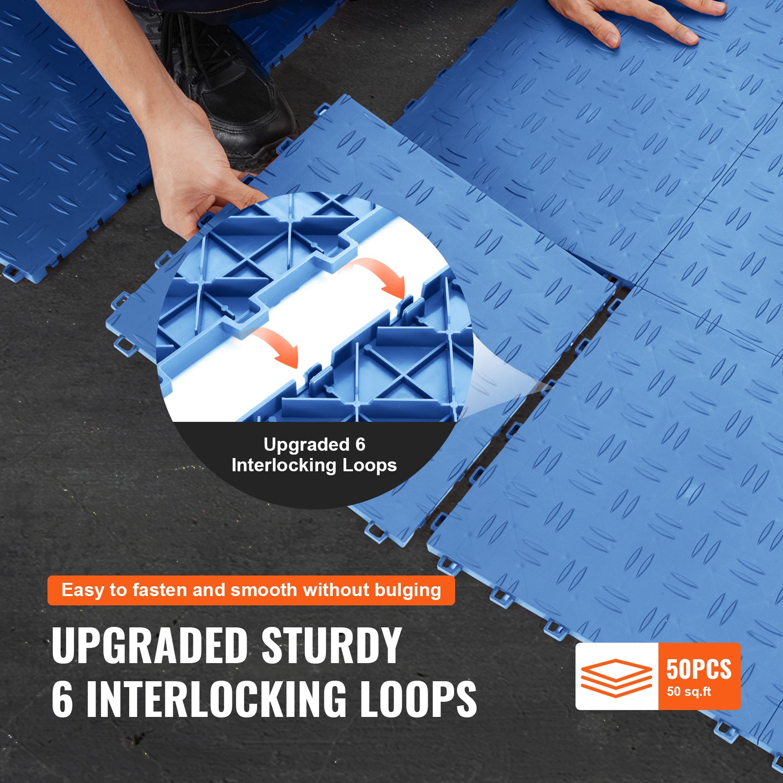 Uimoso Interlocking Garage Floor Tiles 12×12 in, 50-Pack, Blue