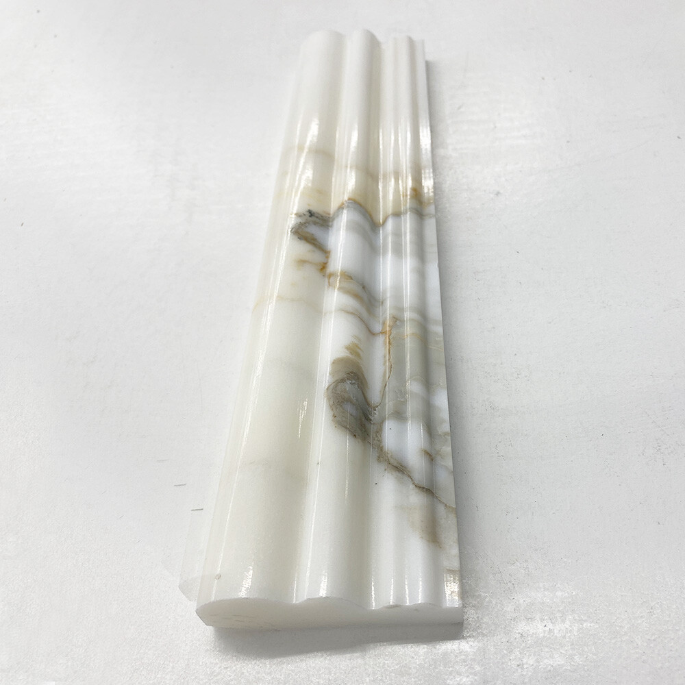 G14P Calacatta Gold Calcutta Marble 2-1/2×12 Chair Rail Trim Molding Polish