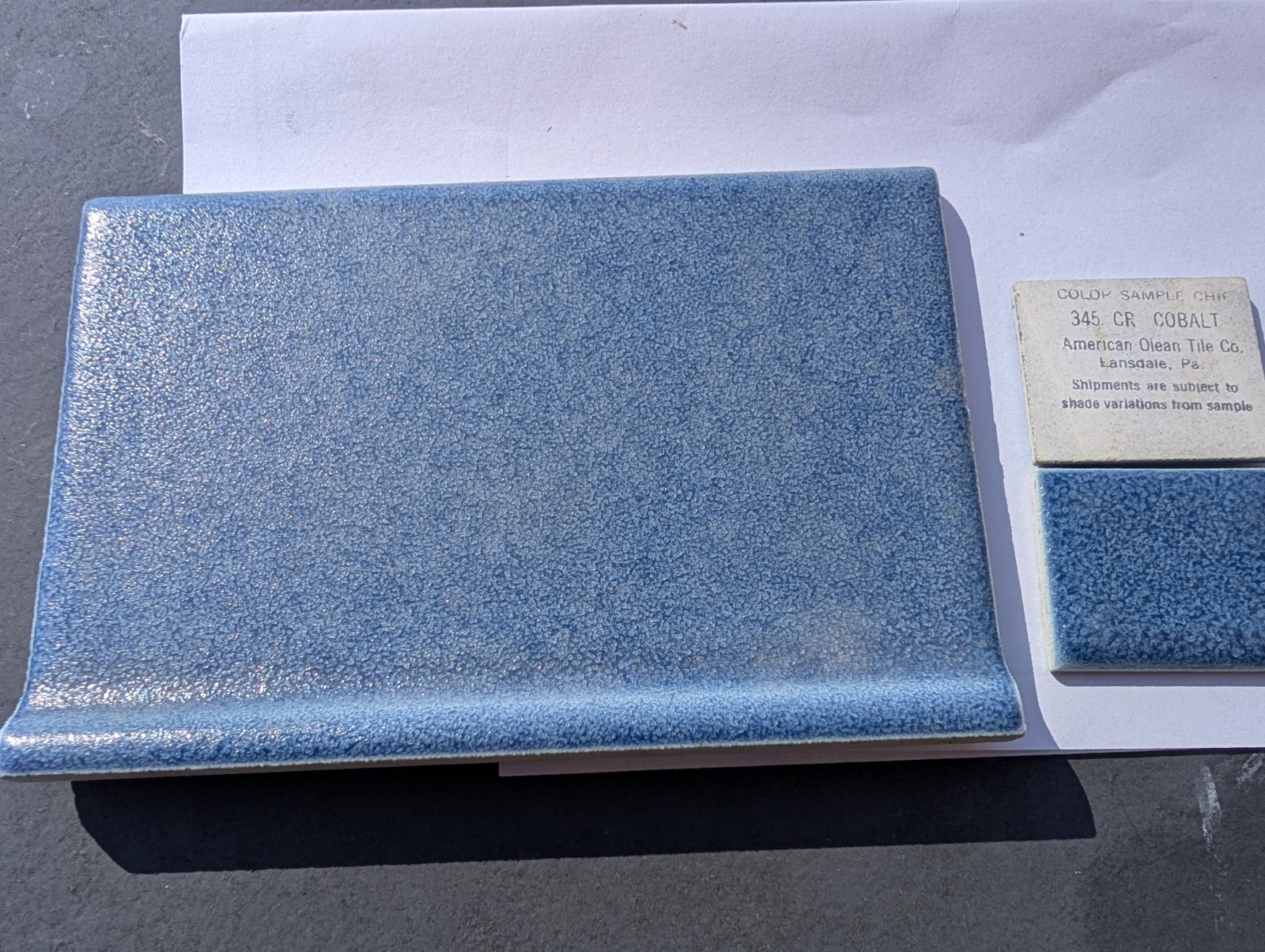 1 Pc 4 1/4″ x 6″ Ceramic Tile Cove Base S3419T 345 Crystal Cobalt American Olean