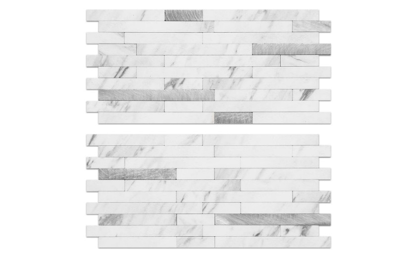AULIGET 20 Sheets Faux Stone Peel and Stick Backsplash, White Marble Look PVC ne
