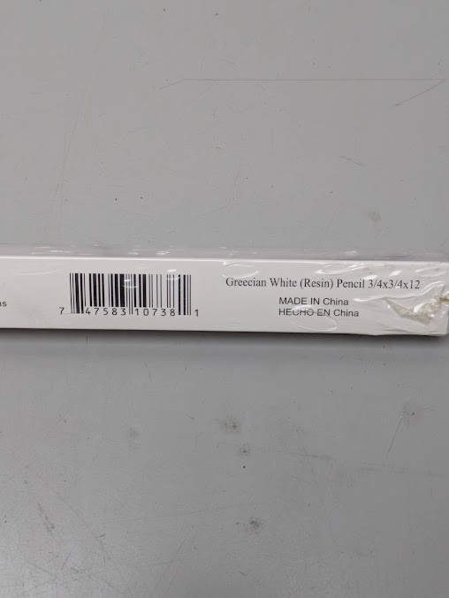 Greecian White Pencil Molding 0.75 in. x 1 in. Polished Resin Wall Tile-20/case
