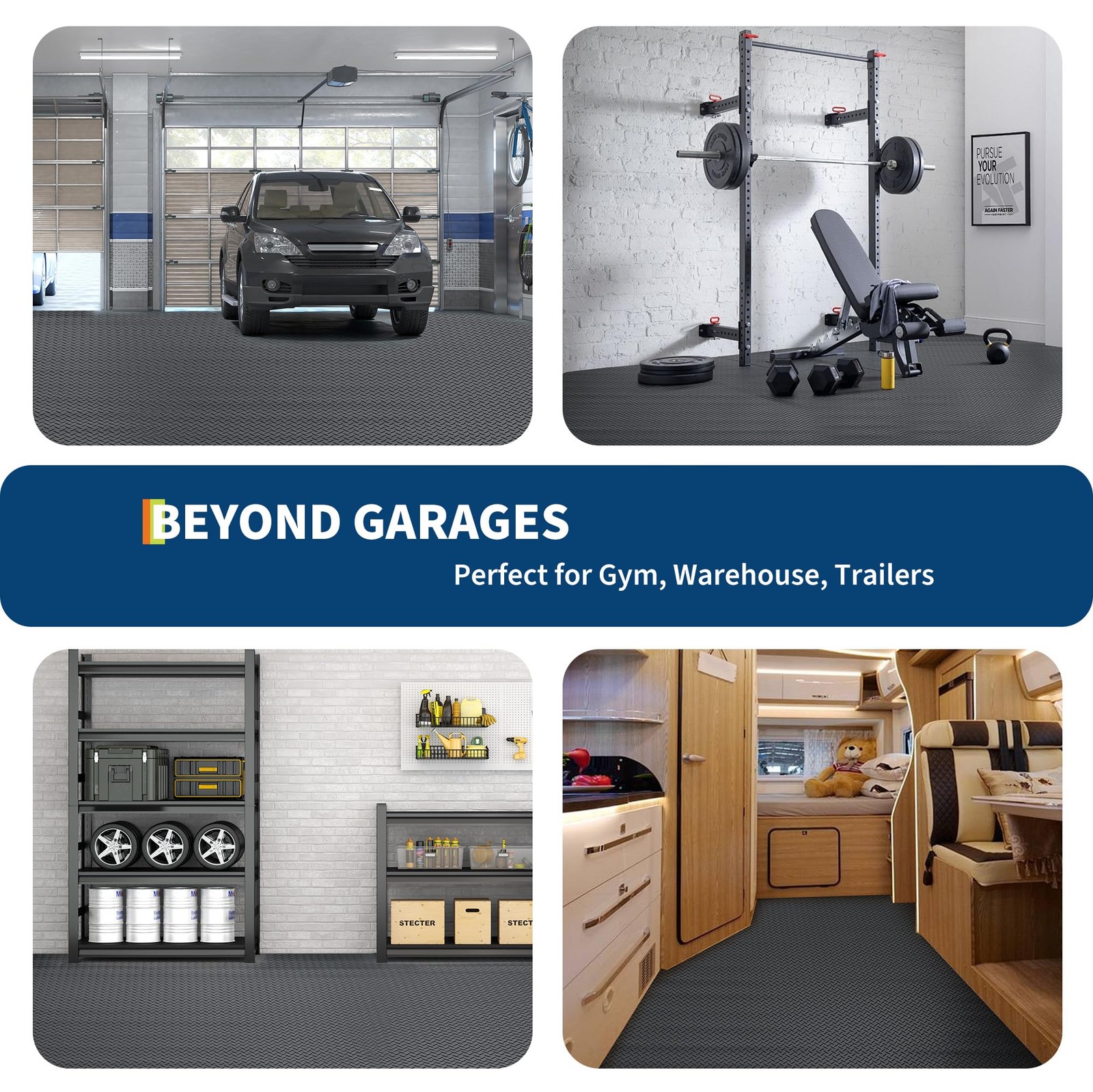 7.5×25 FT Garage Floor Mat, 2mm Thickened PVC Diamond Plate Garage Flooring Roll