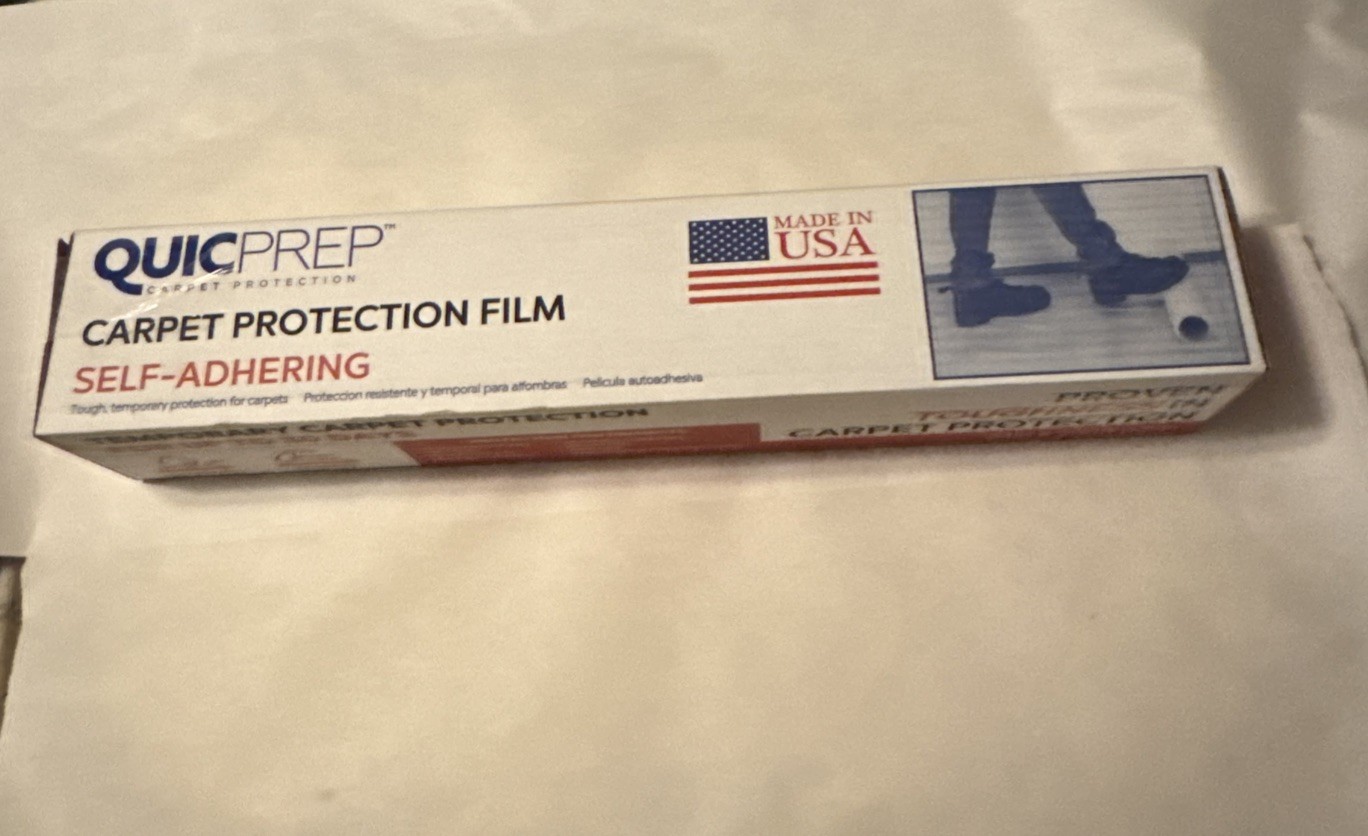 Carpet Self-Stick Plastic Carpet Protection 24in”x200ft’ Quicprep Made In USA