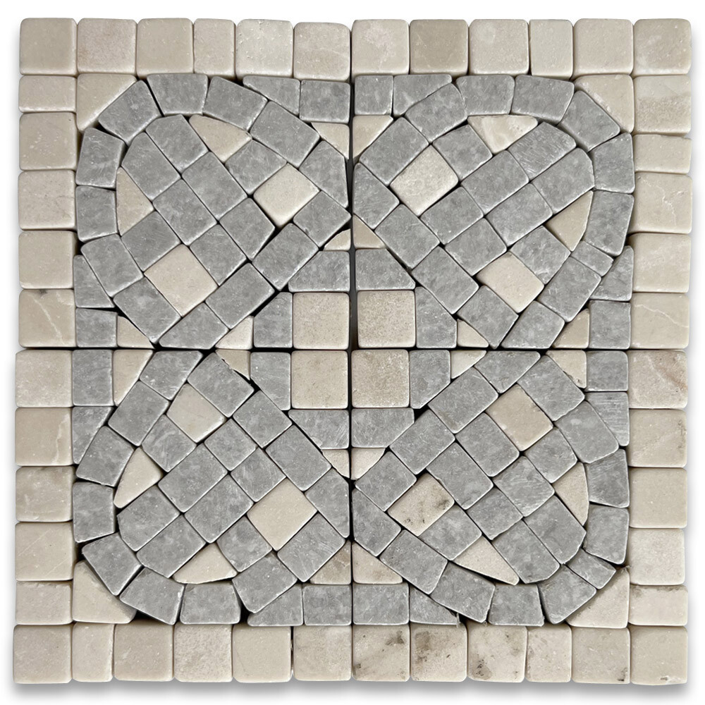 B4657CT Marble Mosaic Border Decorative Tile Quadra Sienna 2.25×2.25 Tumbled