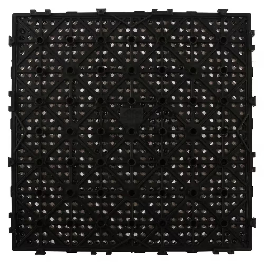12 In. X 12 In. Outdoor Ceramic Quick Deck Tiles (5-Pieces per Box) Bari in Dark