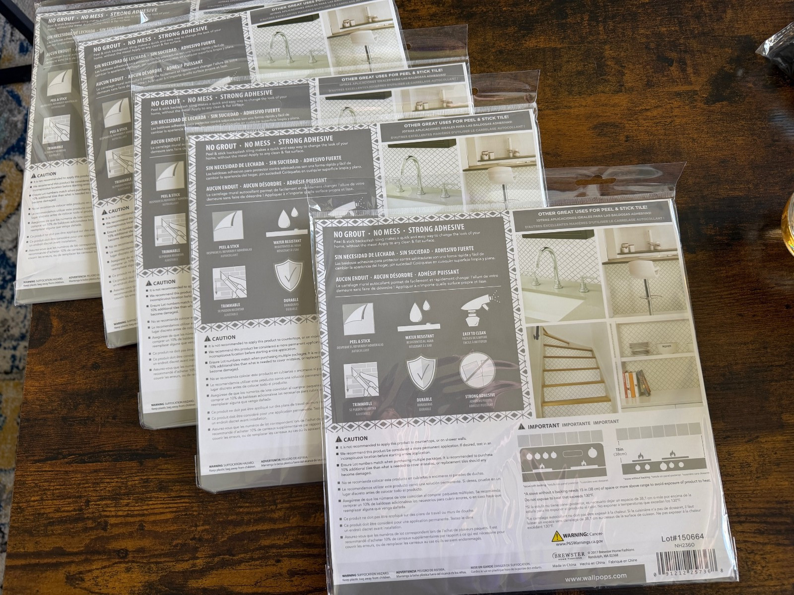 Lot of 5 In Home Quatrefoil Tile Peel & Stick Backsplash 4-Pack 10×10 NEW