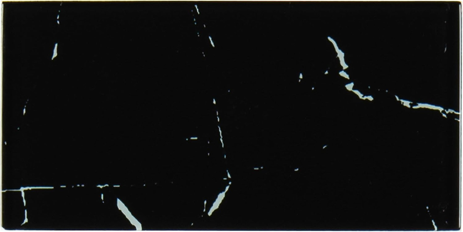 Nero Marquina 3 inch x 6 inch Glass Subway Tile for Kitchen Backsplash, Wall Til