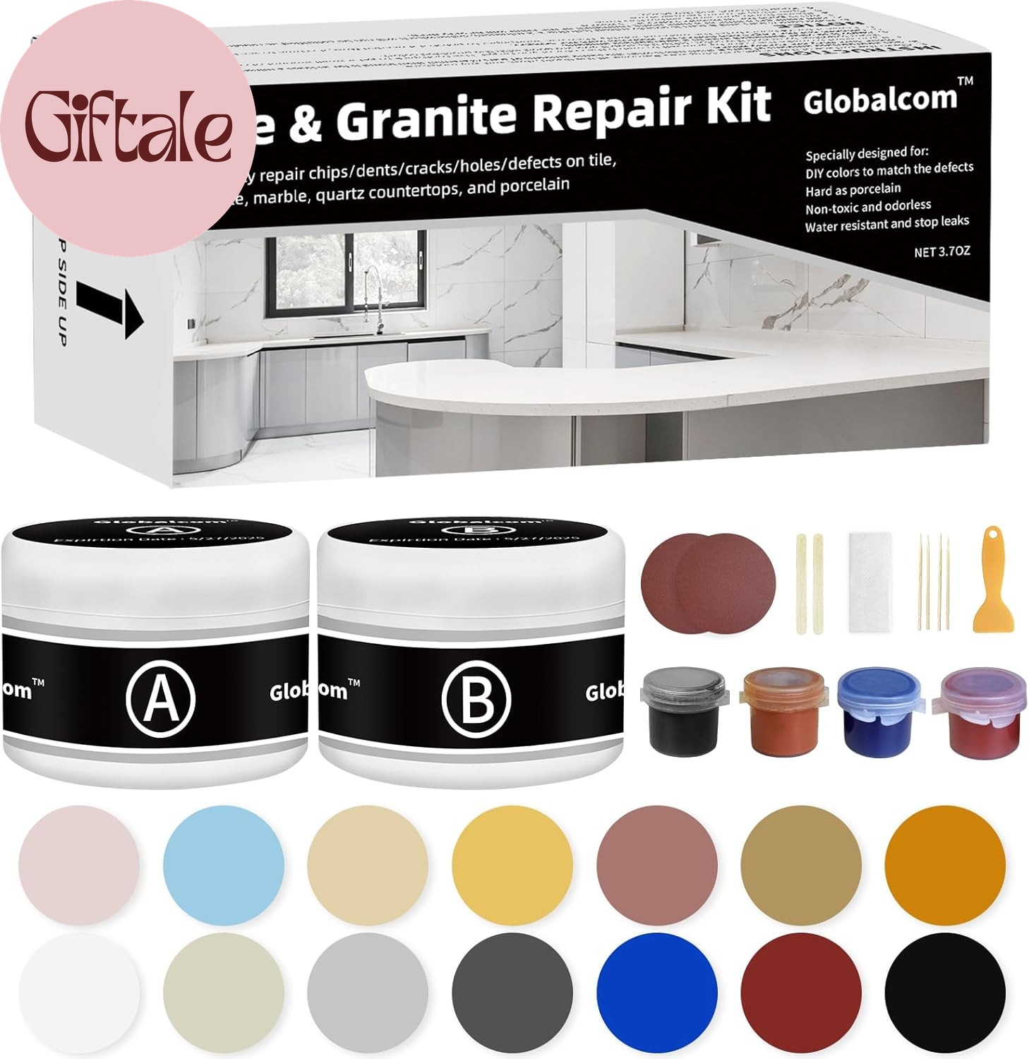 Tile and Granite/Marble Repair Kit, Porcelain Stone and Quartz Countertops Repai