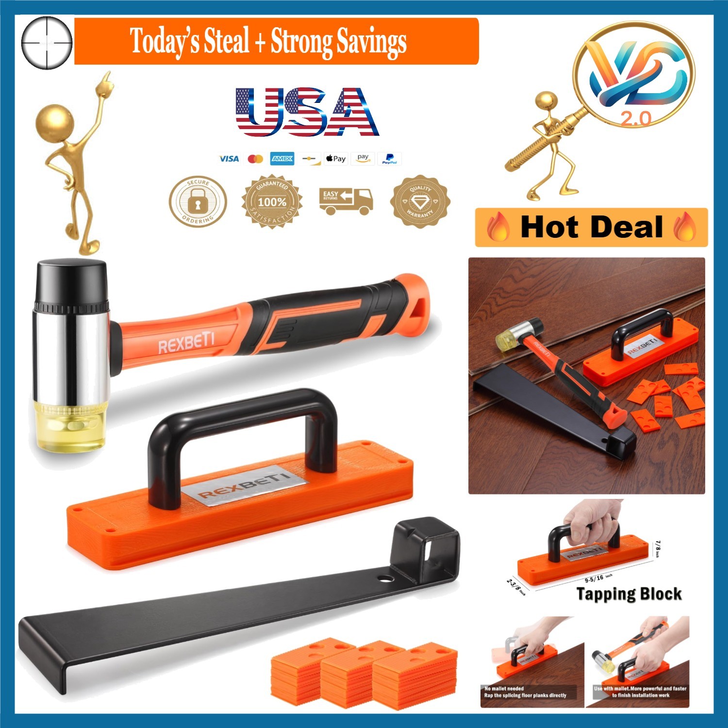 43-Piece Laminate Flooring Installation Kit with Mallet, Pull Bar, Spacers