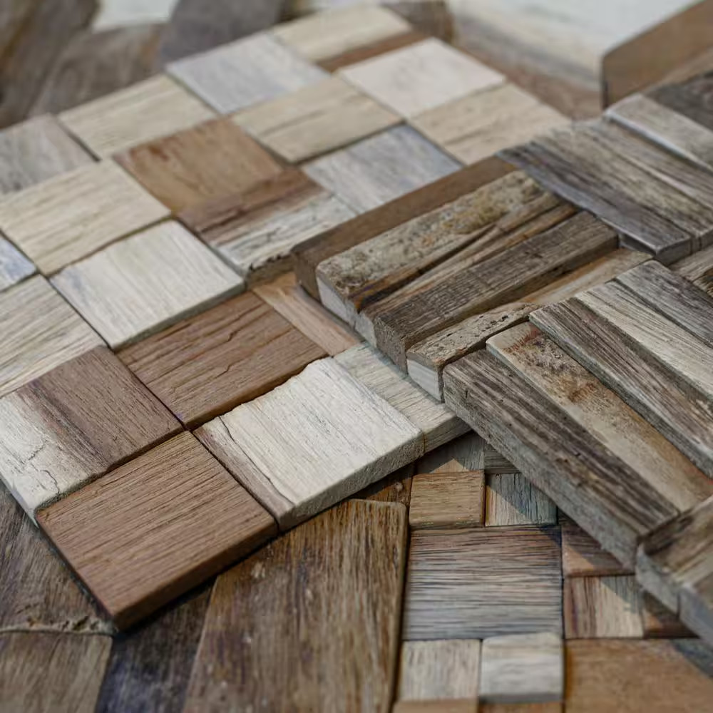 11-7/8 In. X 11-7/8 In. X 3/4 In. Freeport Boat Wood Mosaic Wall Tile Natural (1