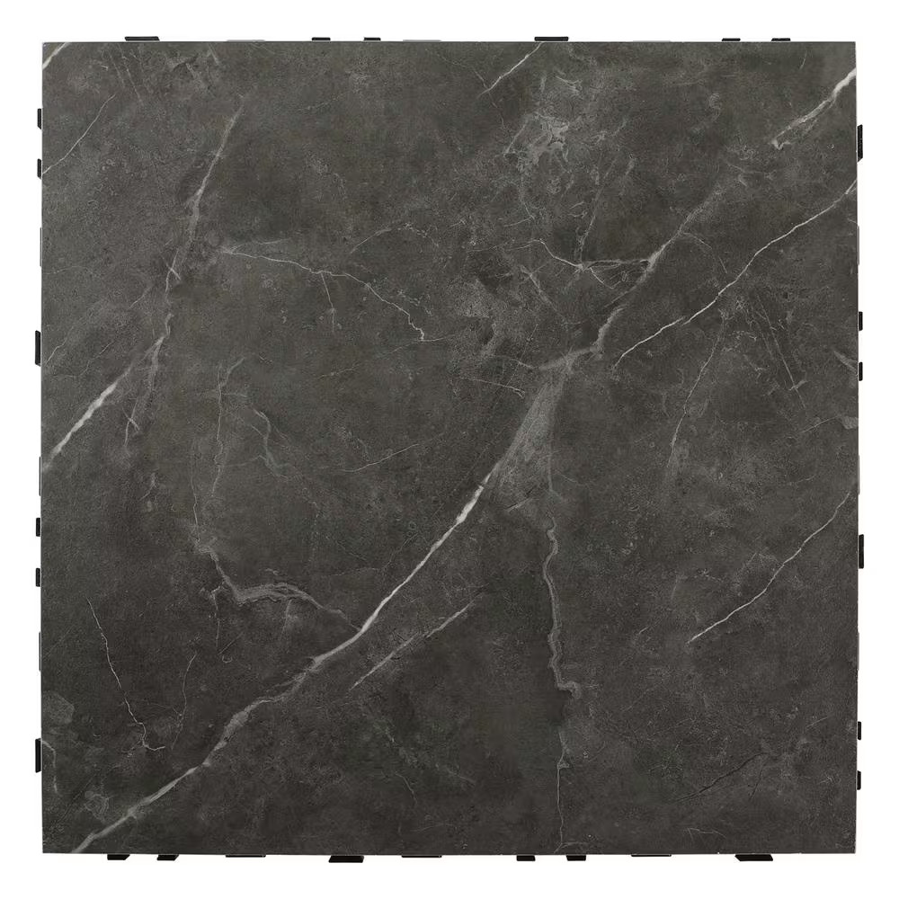12 In. X 12 In. Outdoor Ceramic Quick Deck Tiles (5-Pieces per Box) Bari in Dark