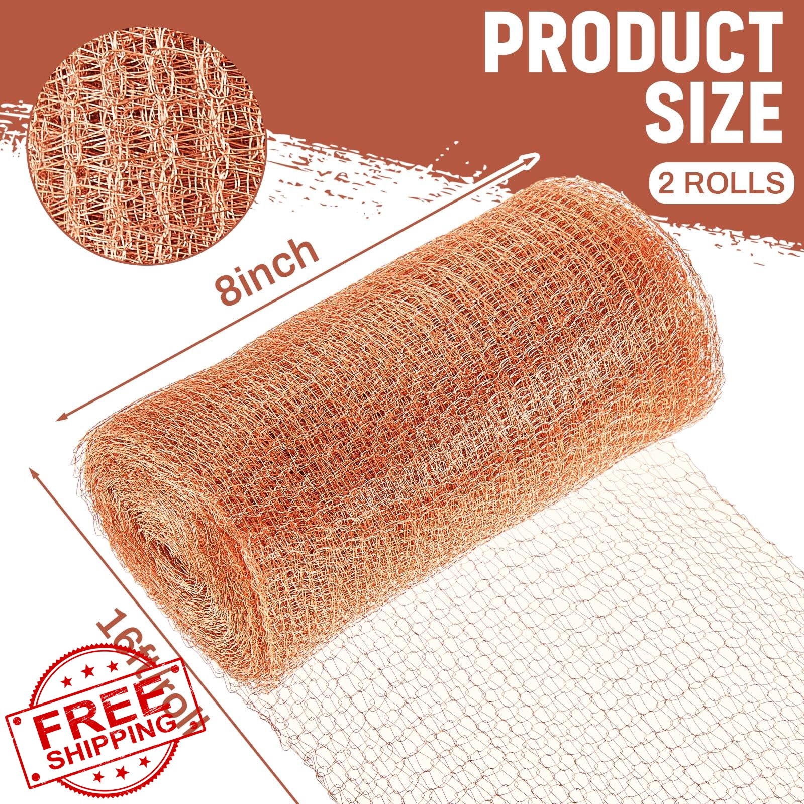 Gisafai 8″x32ft Copper Mesh Rodent Control 2 Roll