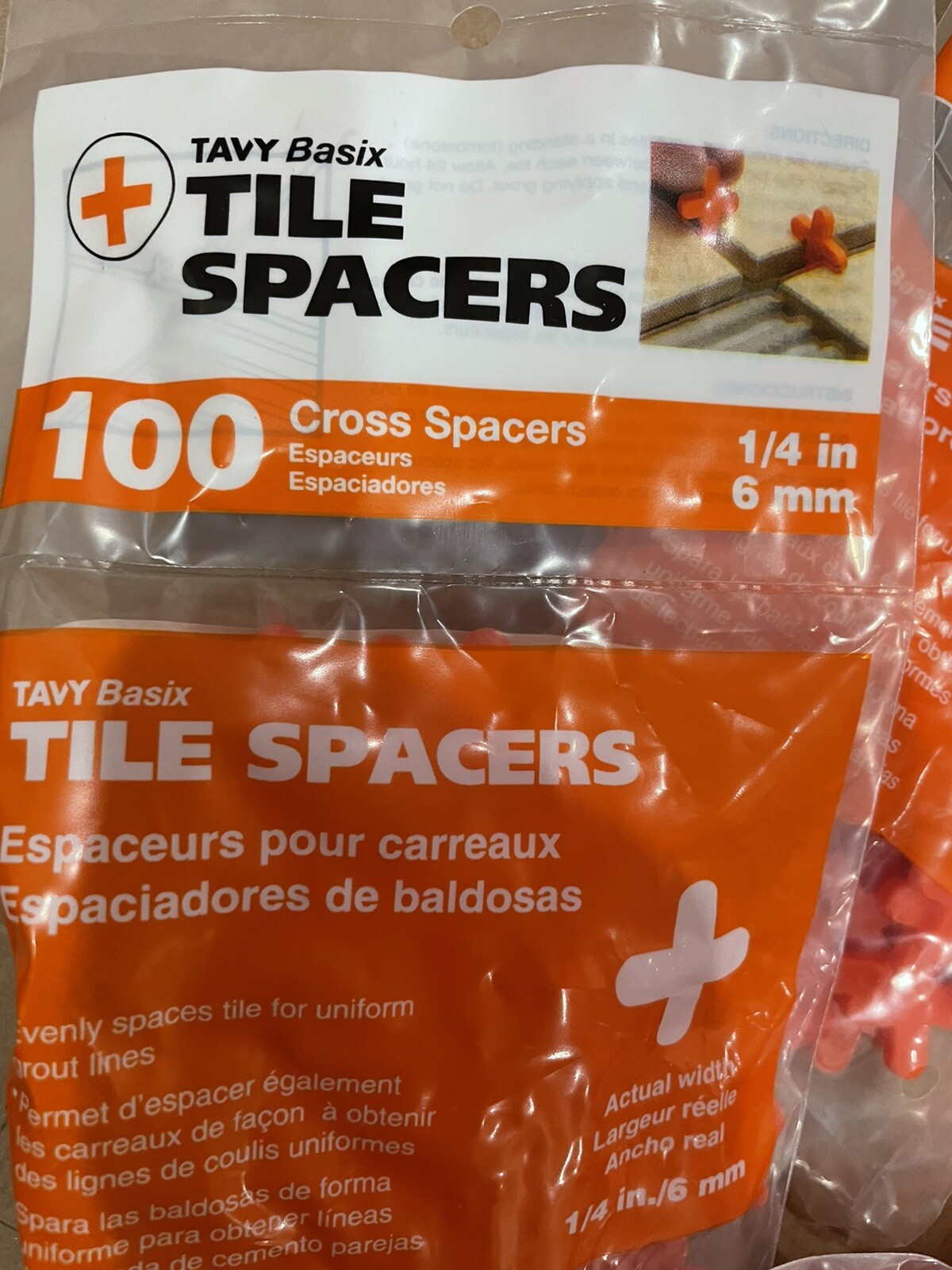 2X 100PC Tavy Basix Cross Tile Spacers 1/4in 6mm Pack Brand New