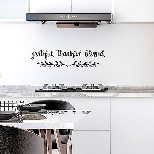 Grateful Thankful Blessed Vinyl Wall Decal Inspirational Quote Wall Art Mural