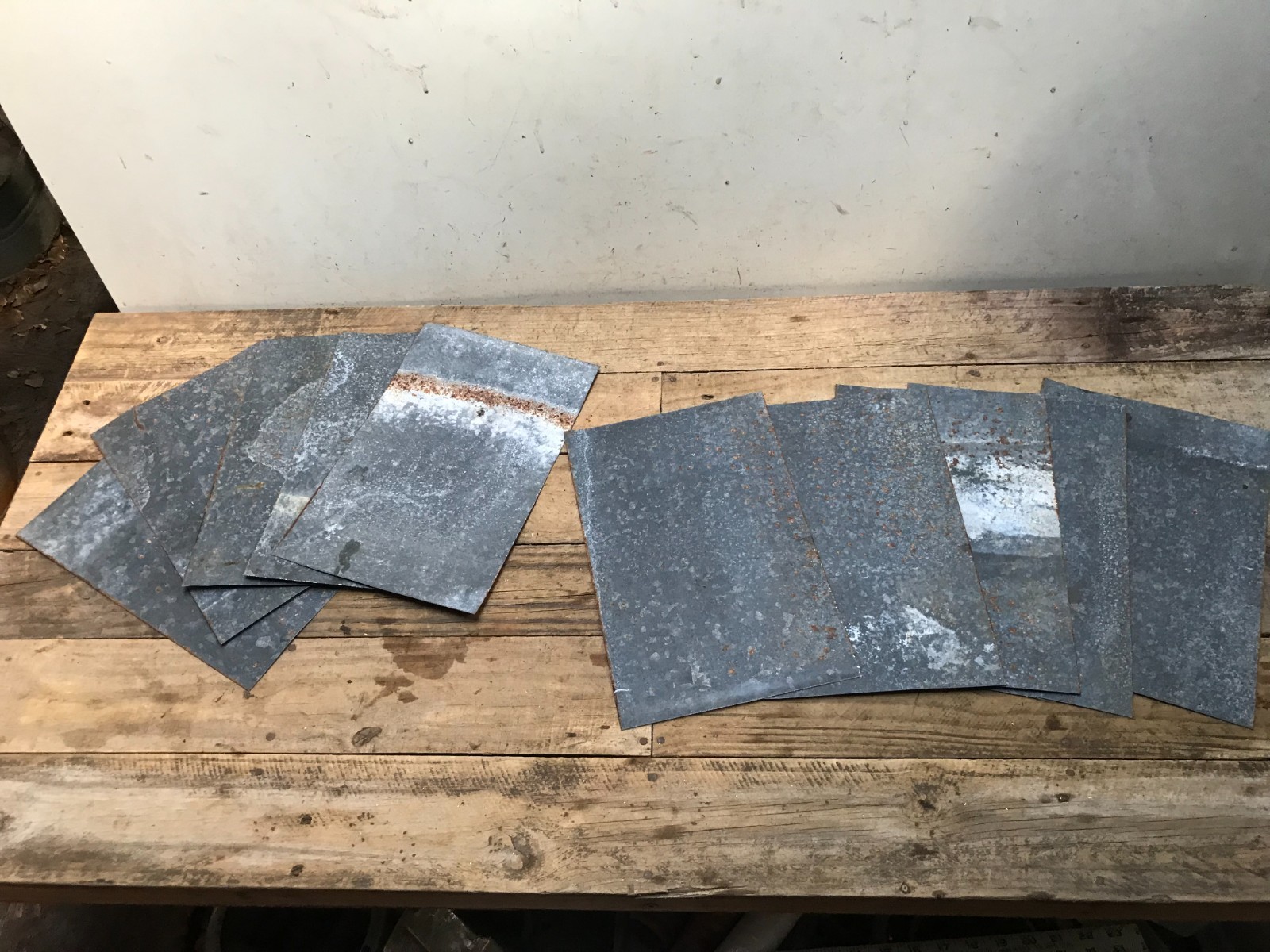 10 Rusty Galvanized Patina Sheet Metal 12″ x 7 1/2 – 8″ Wall Tile Art Garden (D)