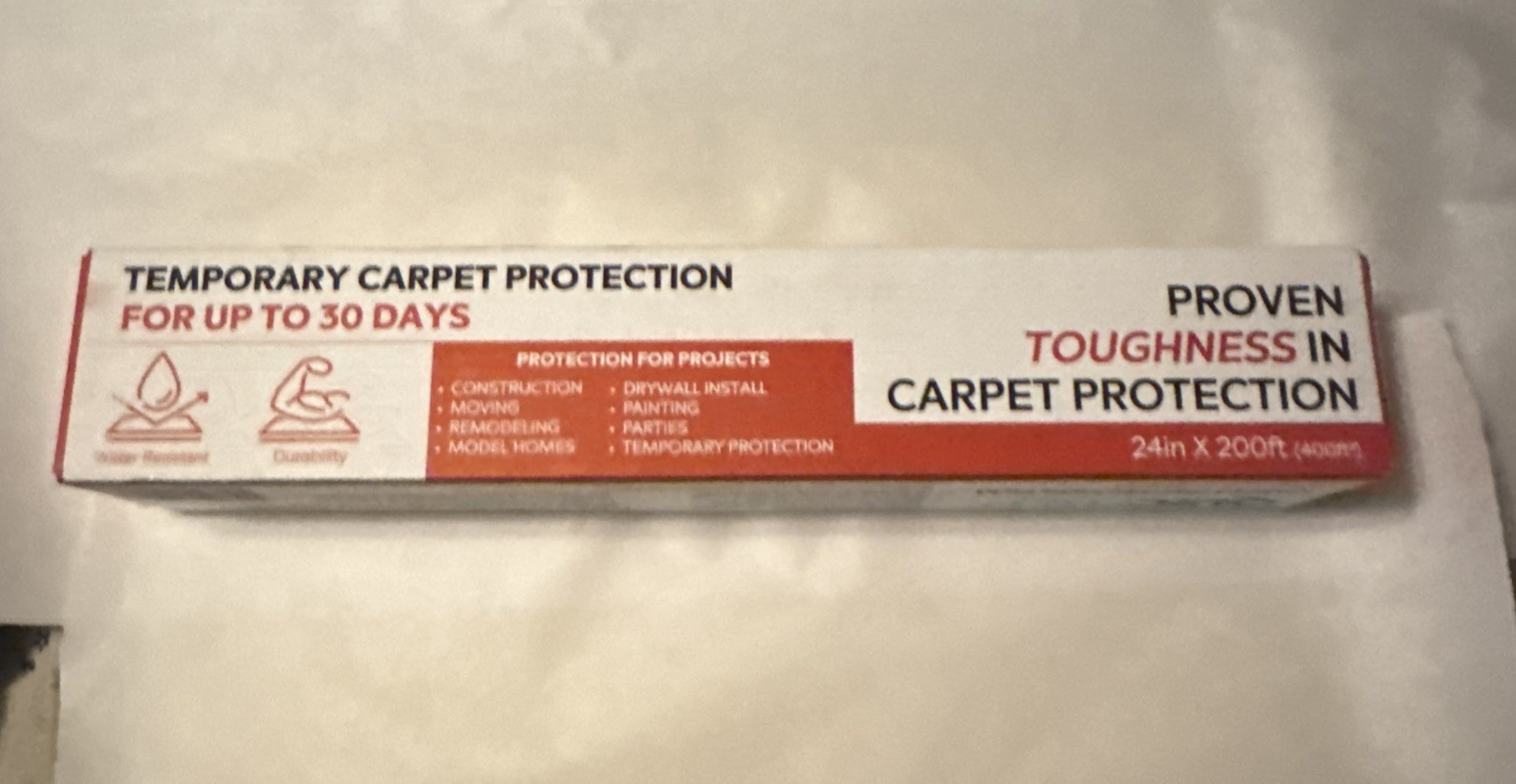 Carpet Self-Stick Plastic Carpet Protection 24in”x200ft’ Quicprep Made In USA