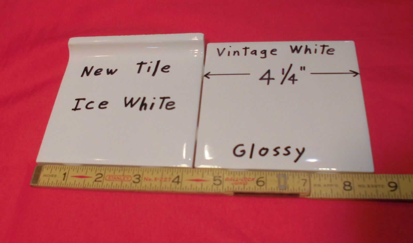 1 pc. Vintage White: 4-1/4″ Glossy Ceramic Tile from the 1990’s New Stock, USA