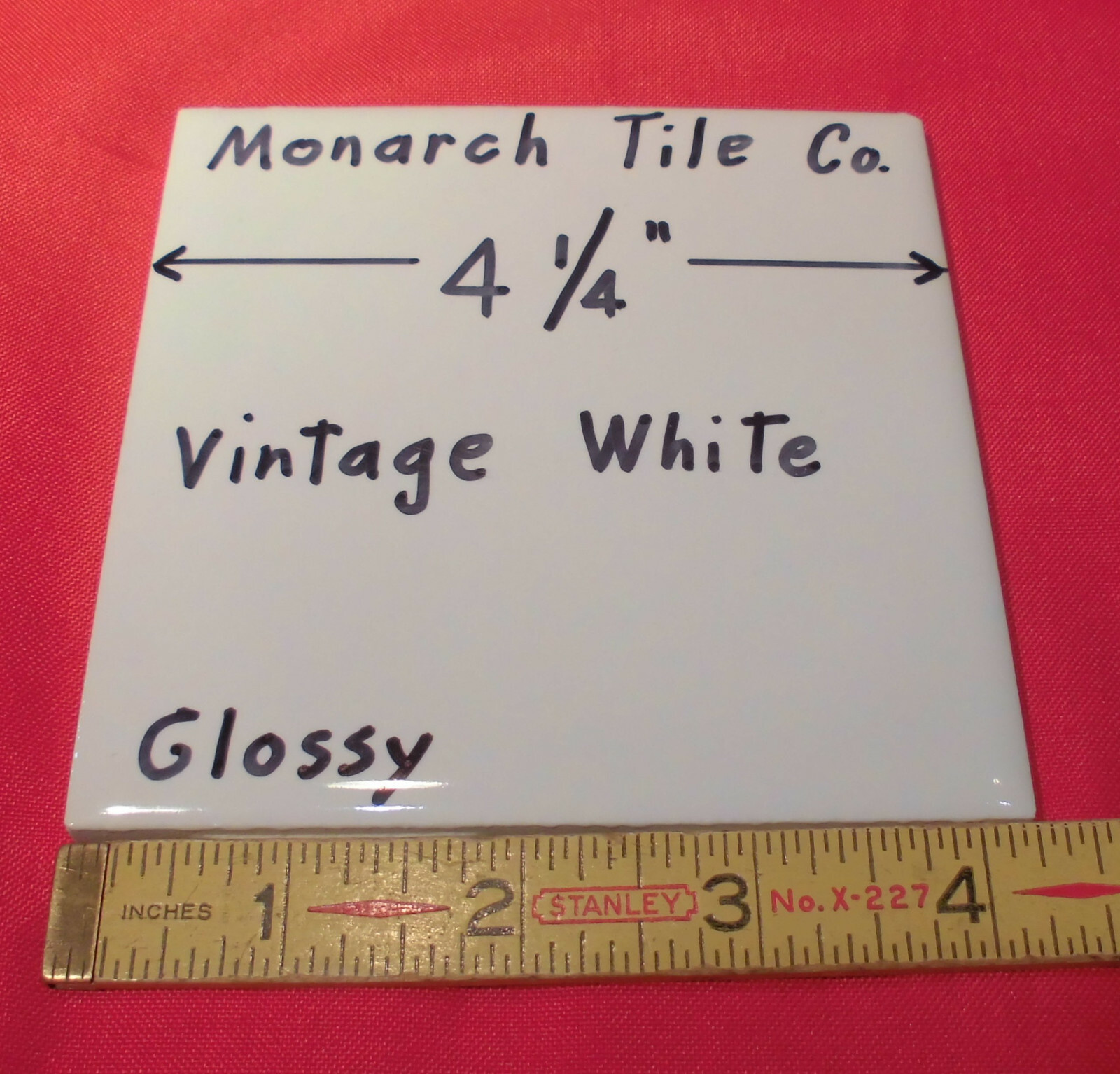1 pc. Off-White Creamy 4-1/4″ Glossy Ceramic Tile by Monarch Tile Co. USA New