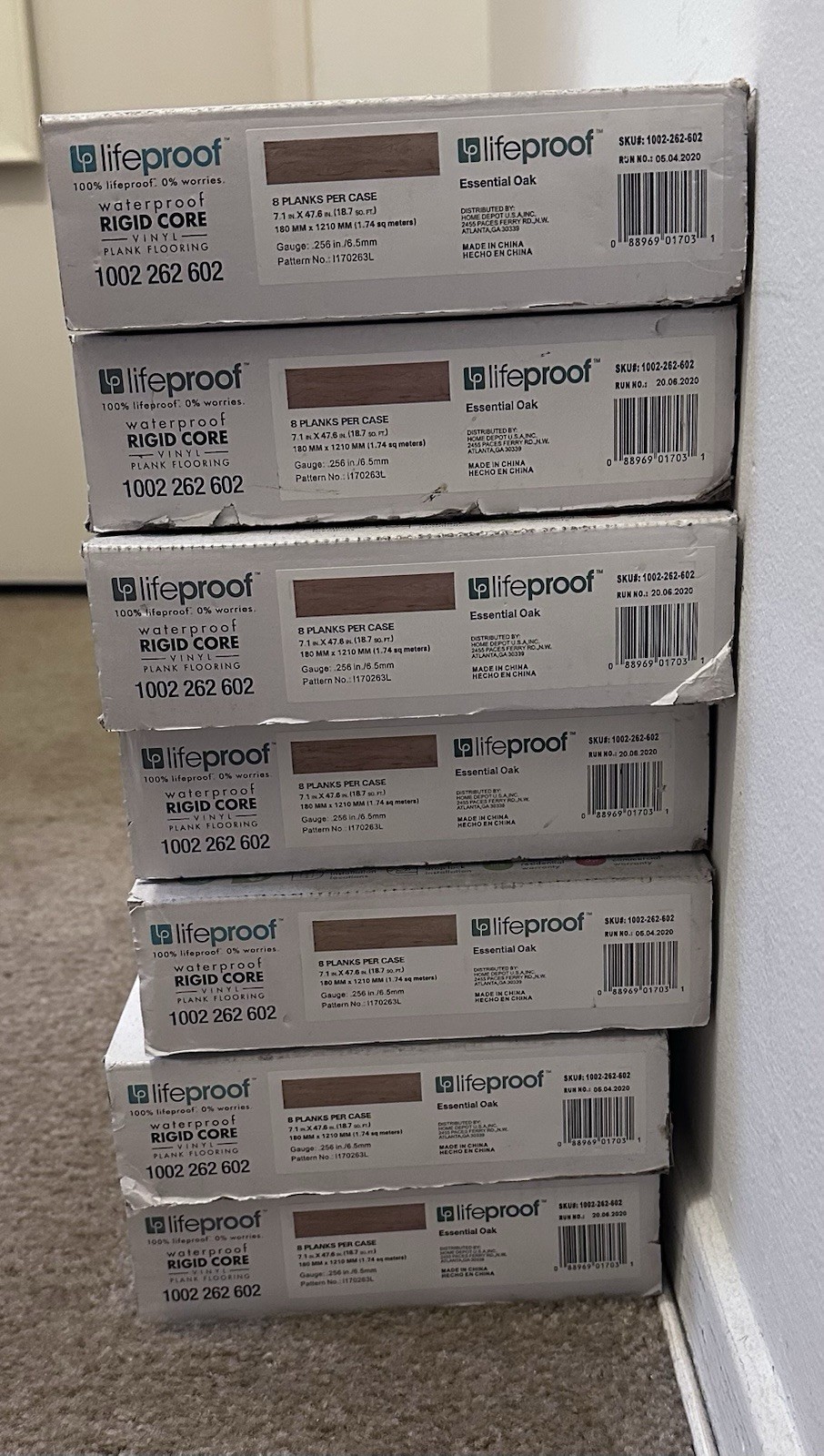 Lifeproof waterproof RIGID CORE – VINYL – PLANK FLOORING Essential Oak 7 Cases