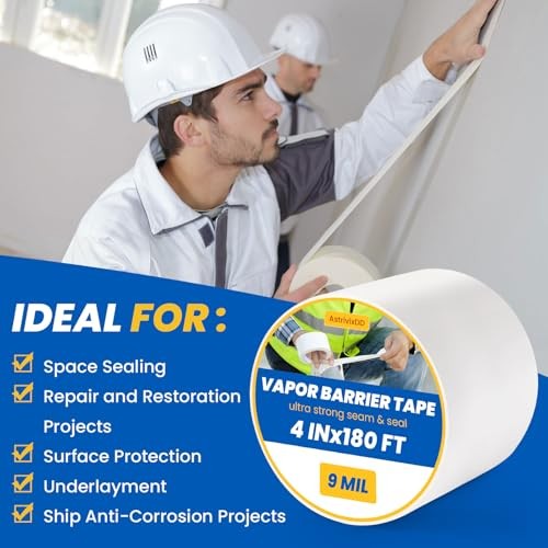 Roll Vapor Barrier Tape, White Moisture Barrier Tape for Crawl Spaces, 1