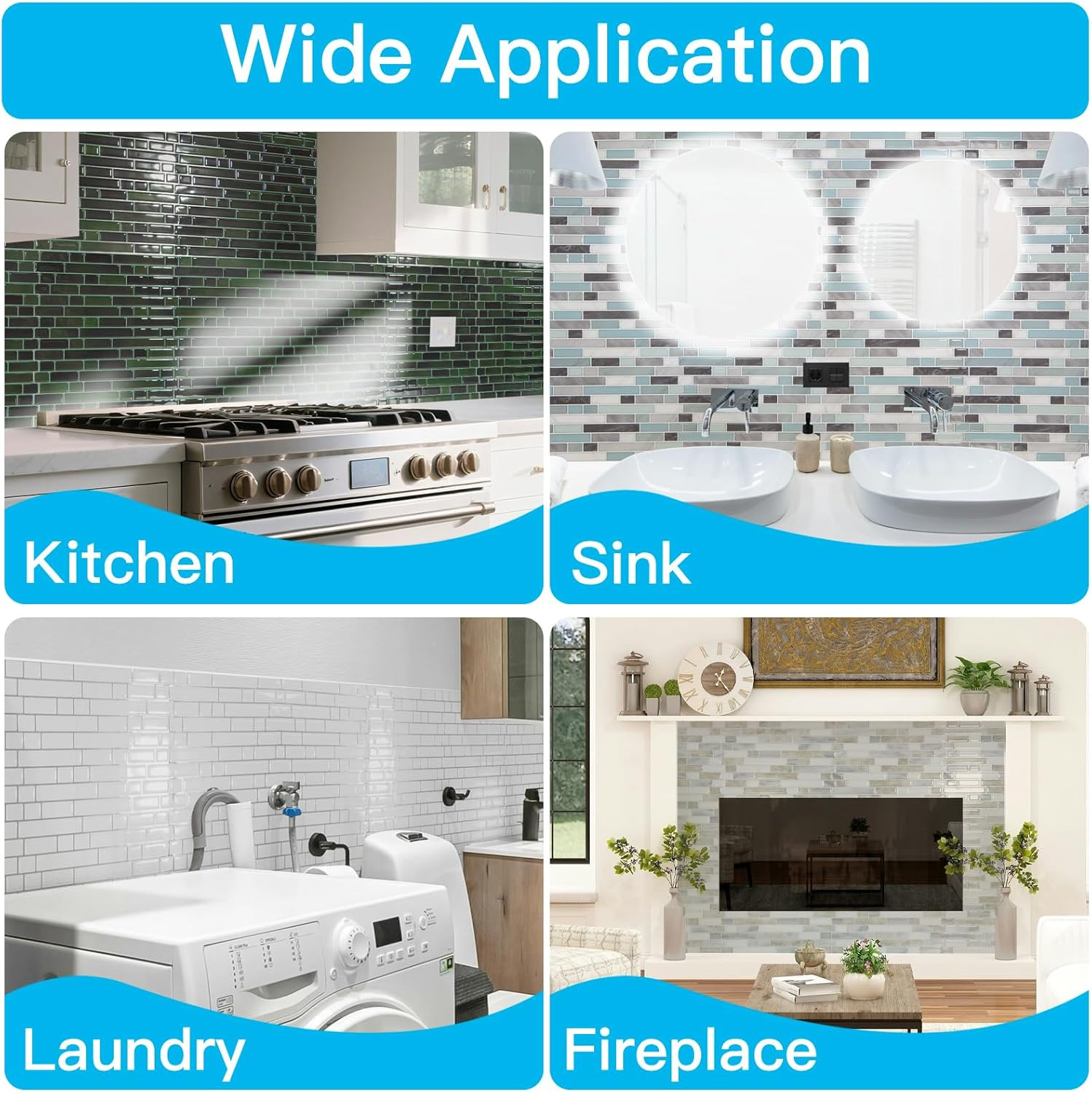 10-Sheet Heavy-Duty Peel and Stick Backsplash, Waterproof Wall Tiles Stick on Ki