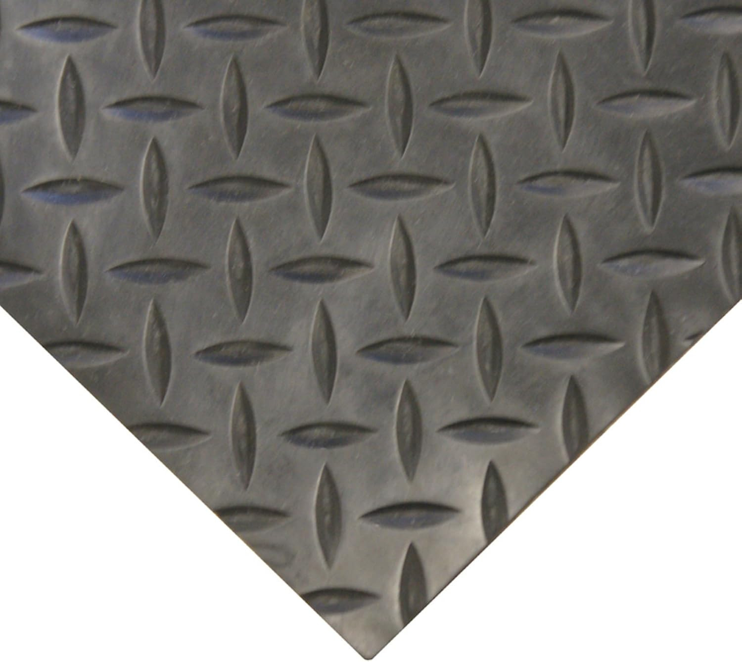 Diamond-Plate Rubber Flooring Roll – 3 Mm X 4 Ft X 7 Ft Roll – Black