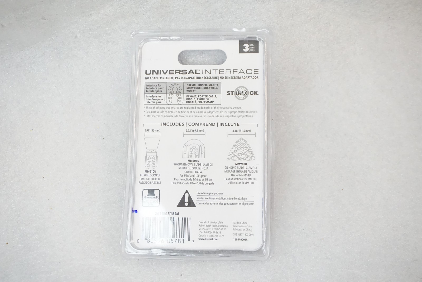 Dremel MM515U Oscillating Tile Kit 3-Piece Universal Interface Multi-Tool Blades
