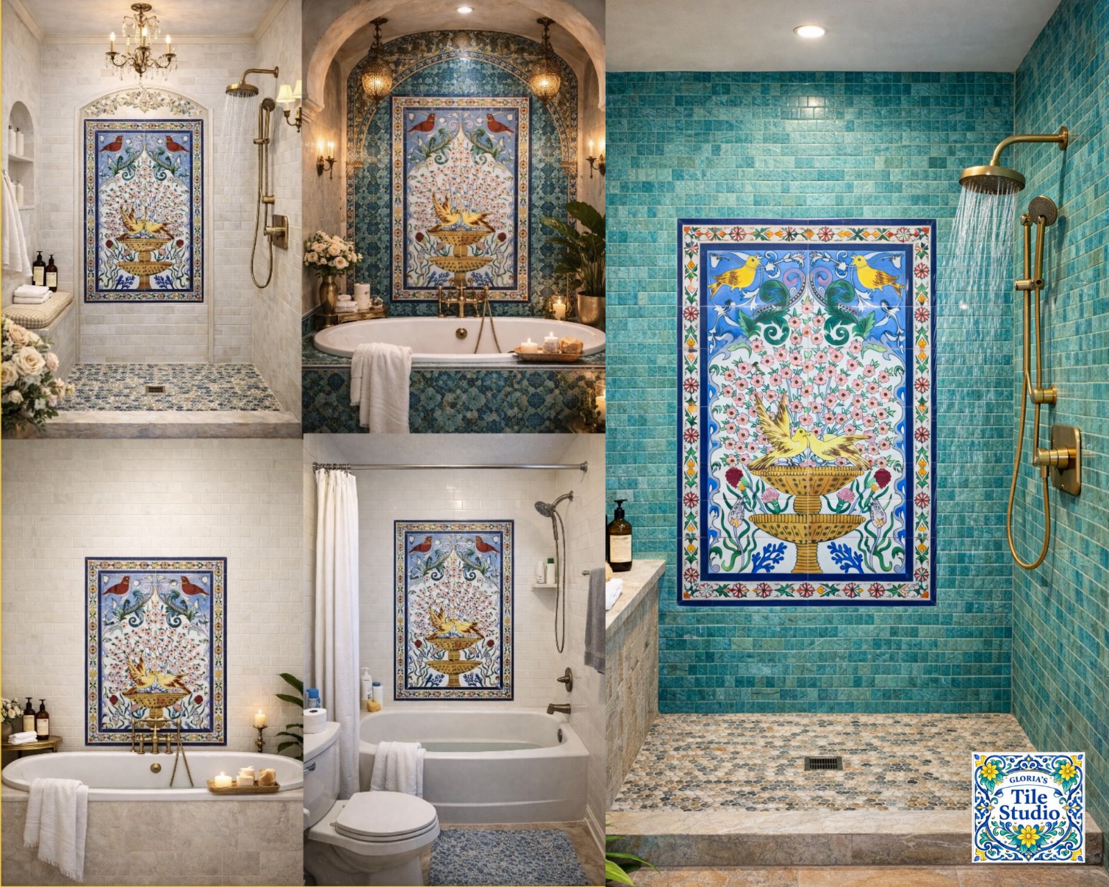 24inx36in Ceramic Tiles Wall Art Design Mosaic Mural Bathroom Shower Backsplash