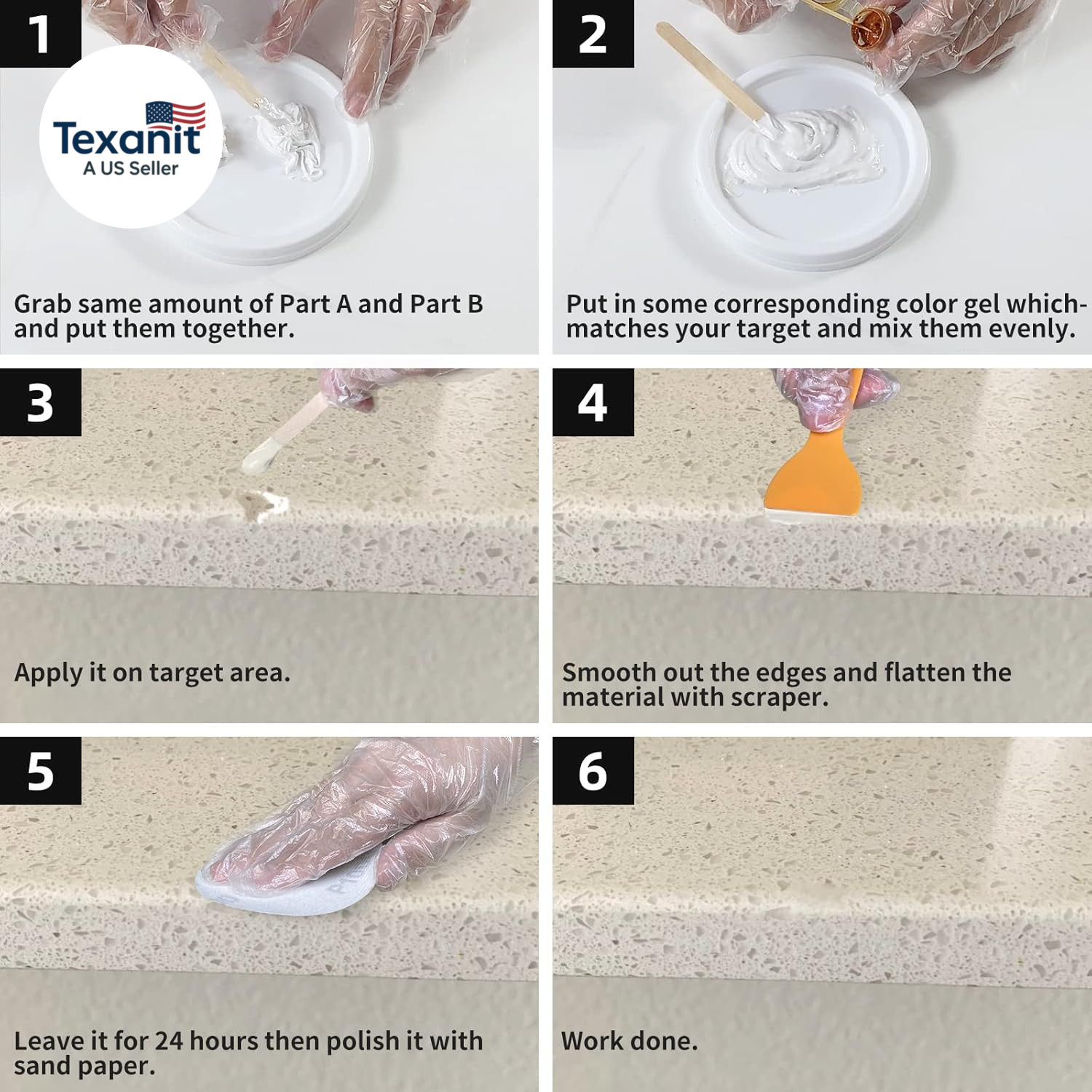 Tile and Granite/Marble Repair Kit, Porcelain Stone and Quartz Countertops Repai