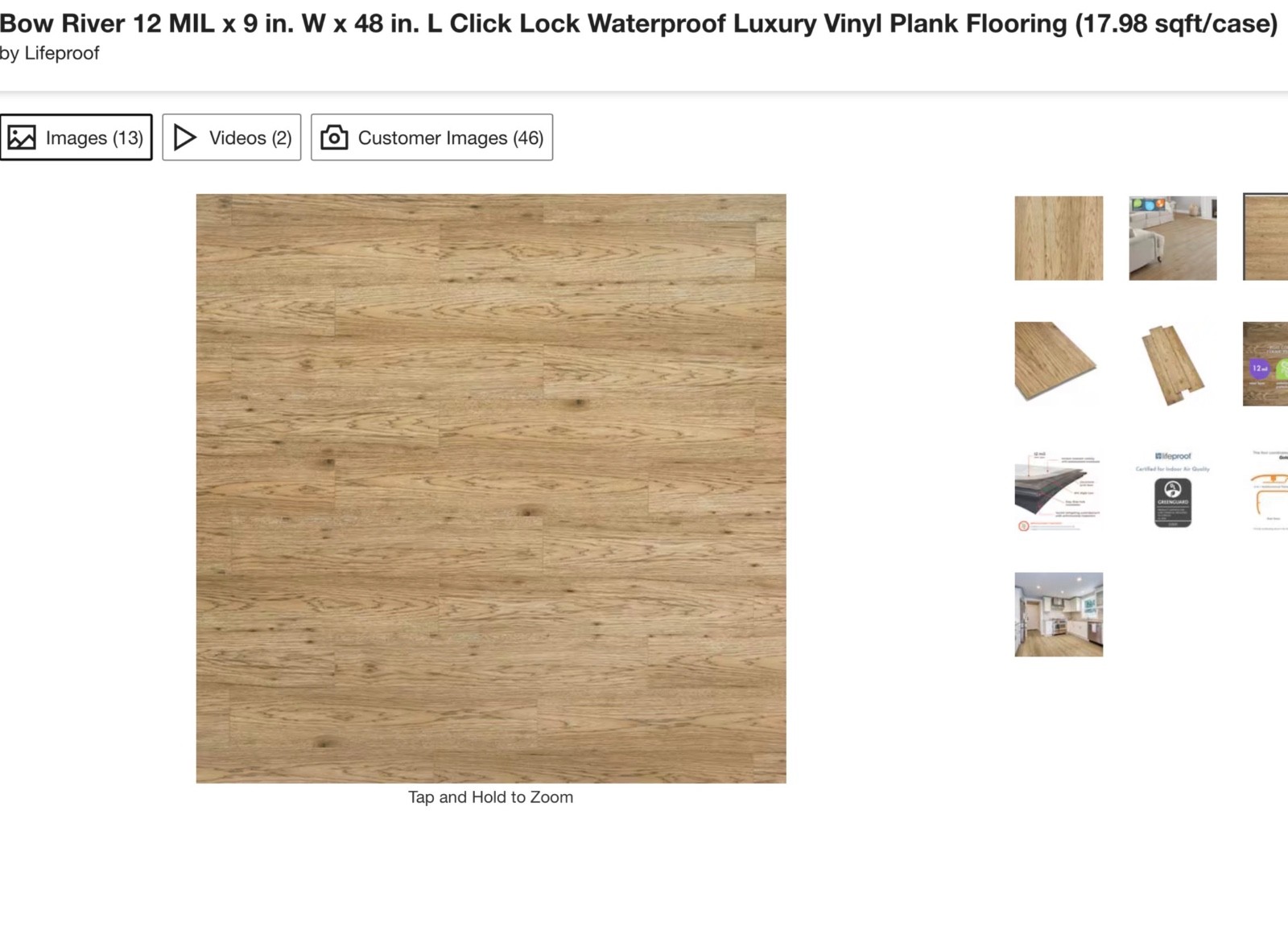 Lifeproof Plank Flooring Waterproof Luxury Vinyl Fresh Oak (20.1-sq-ft/case)