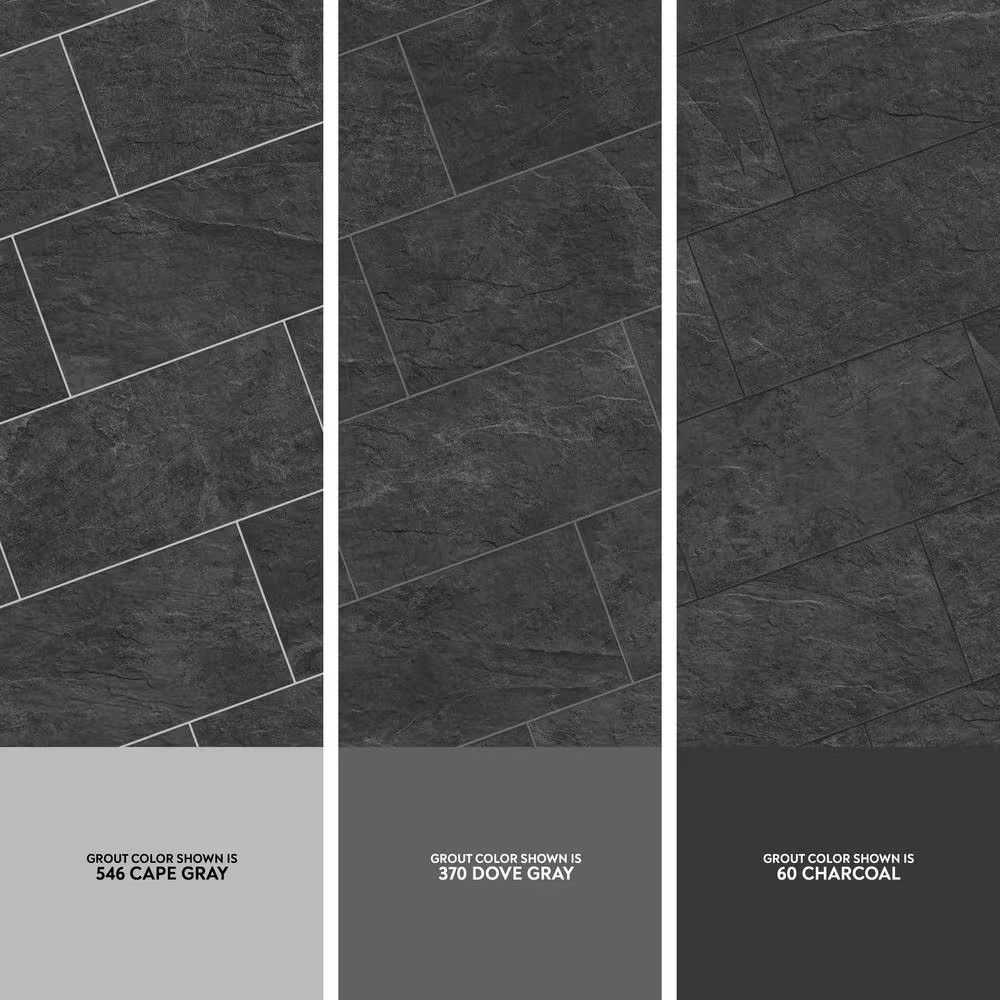 Slate Black Matte 3 In. X 12 In. Stone Look Porcelain Floor and Wall Tile (3.39