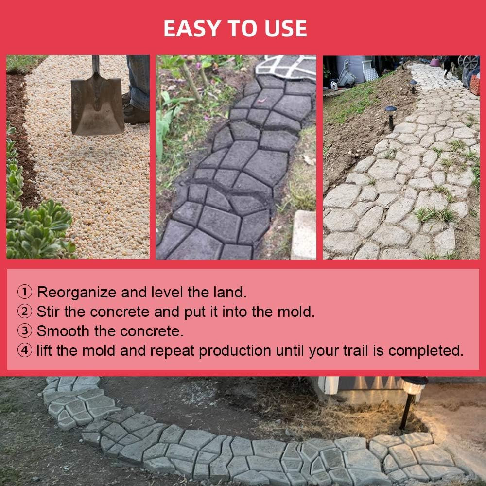 17″X17″X1.6″ Walk Maker Reusable Concrete Path Maker Molds Pathmate Stone Moldin