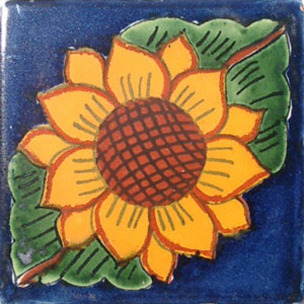 #C025) Mexican Tile sample Ceramic Handmade 4×4 inch, GET MANY AS YOU NEED !!
