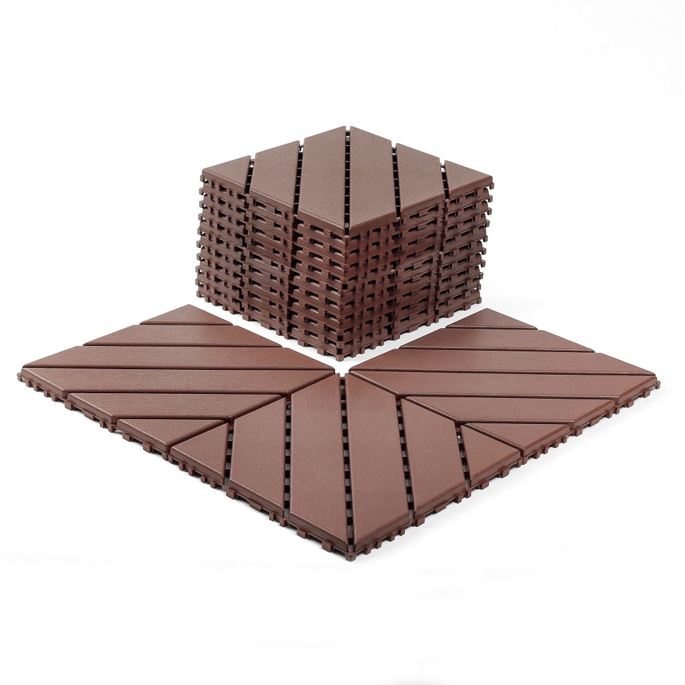 44x Plastic Interlocking Decking Tiles 12×12 Inches Backyard Pool Decking Tiles