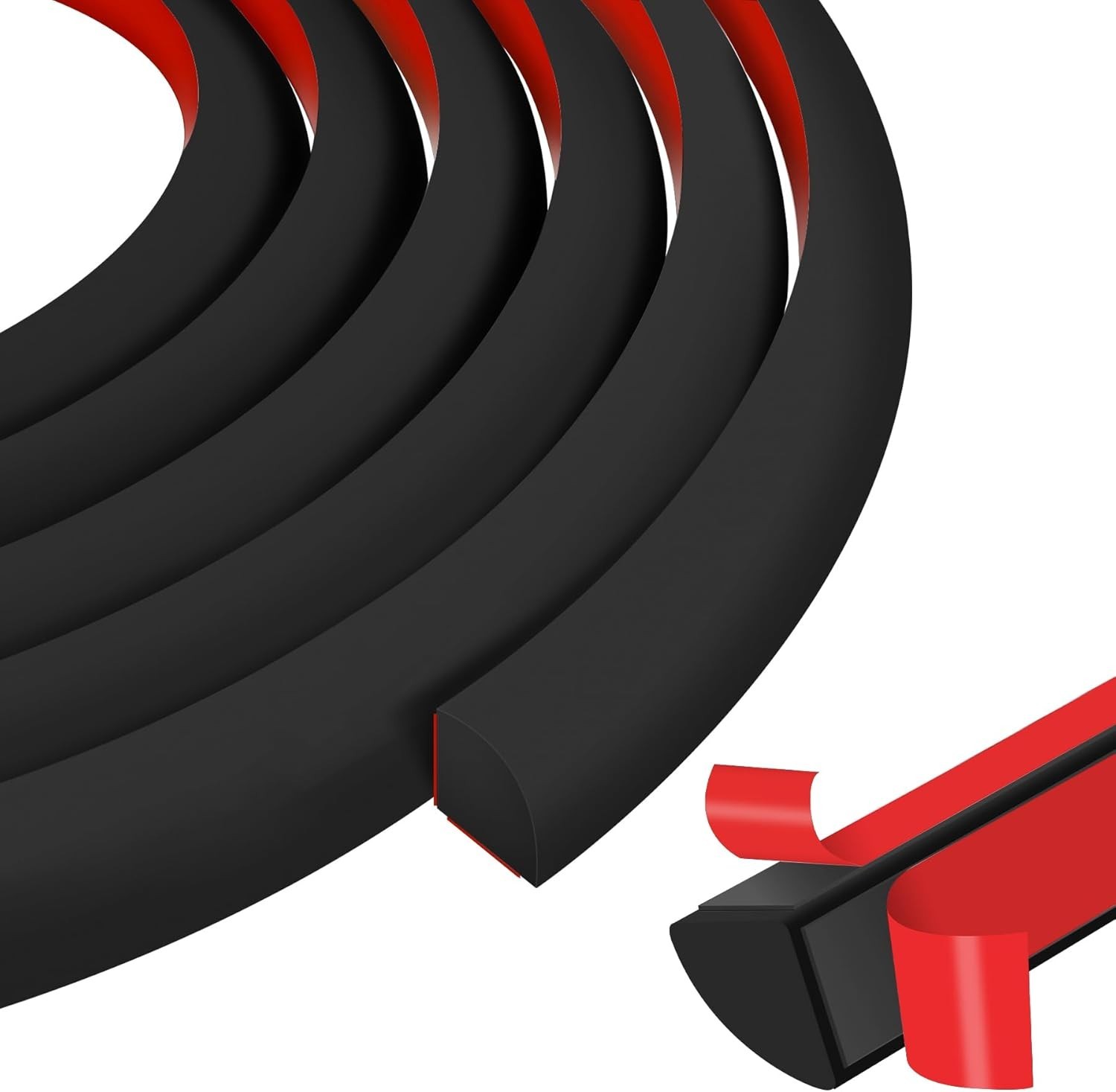 Flexible Quarter Round Molding 240 Inch Peel and Stick Rubber 240Inch Black