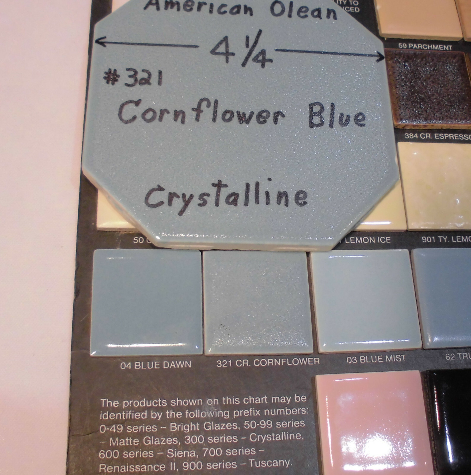 1 pc. Octagon Ceramic Tile 4-1/4″ *Cornflower Blue* Crystalline American Olean
