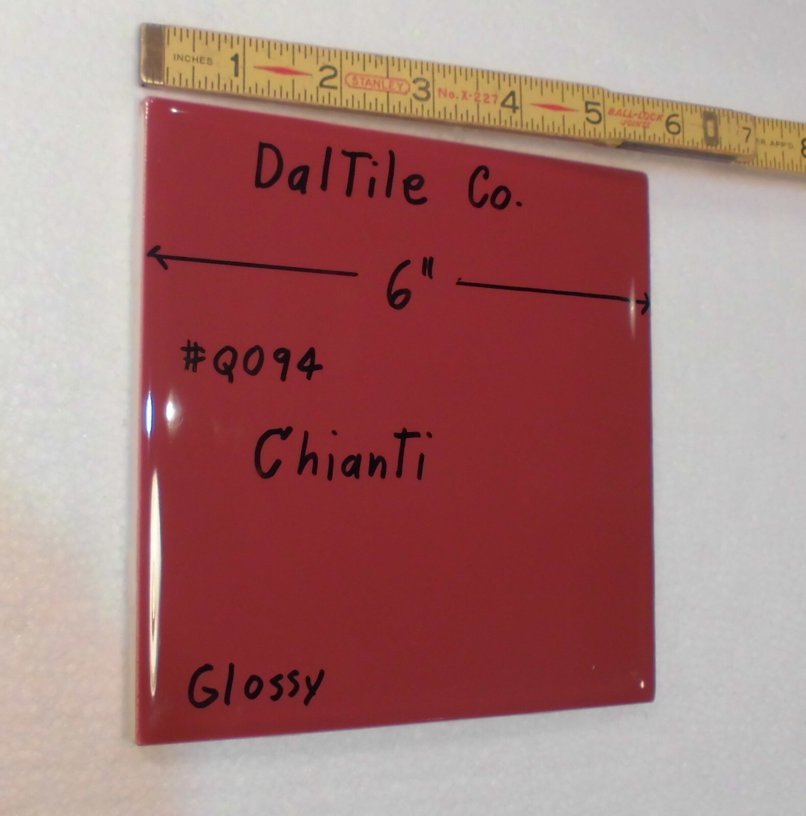 1 pc. Daltile #Q094 CHIANTI: Brilliant Glossy Ceramic Tile 6″ X 6″ NEW, Burgundy