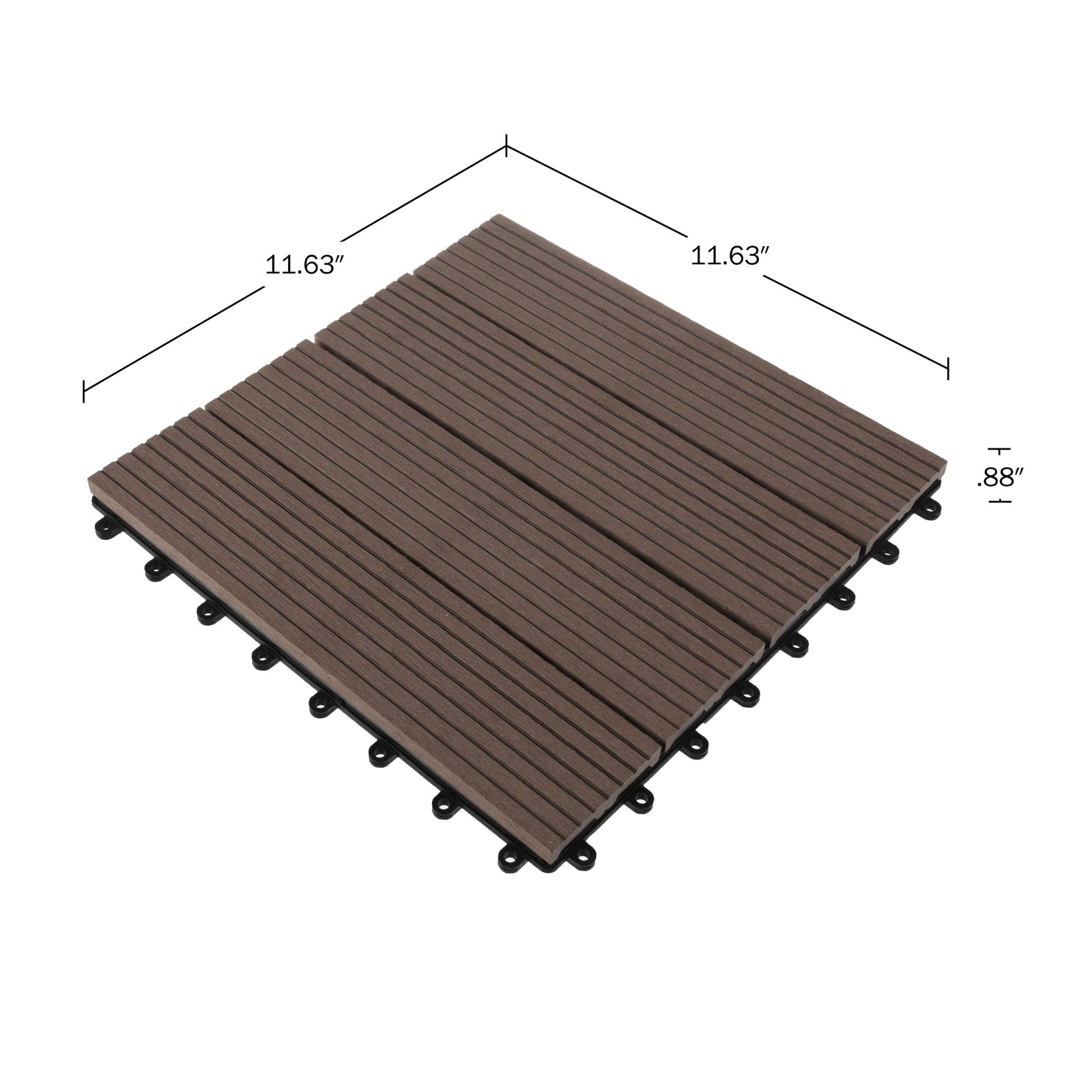 Interlocking Deck Tiles – 30-Pack 11.6-in Wood Plastic Composite All-Weather …