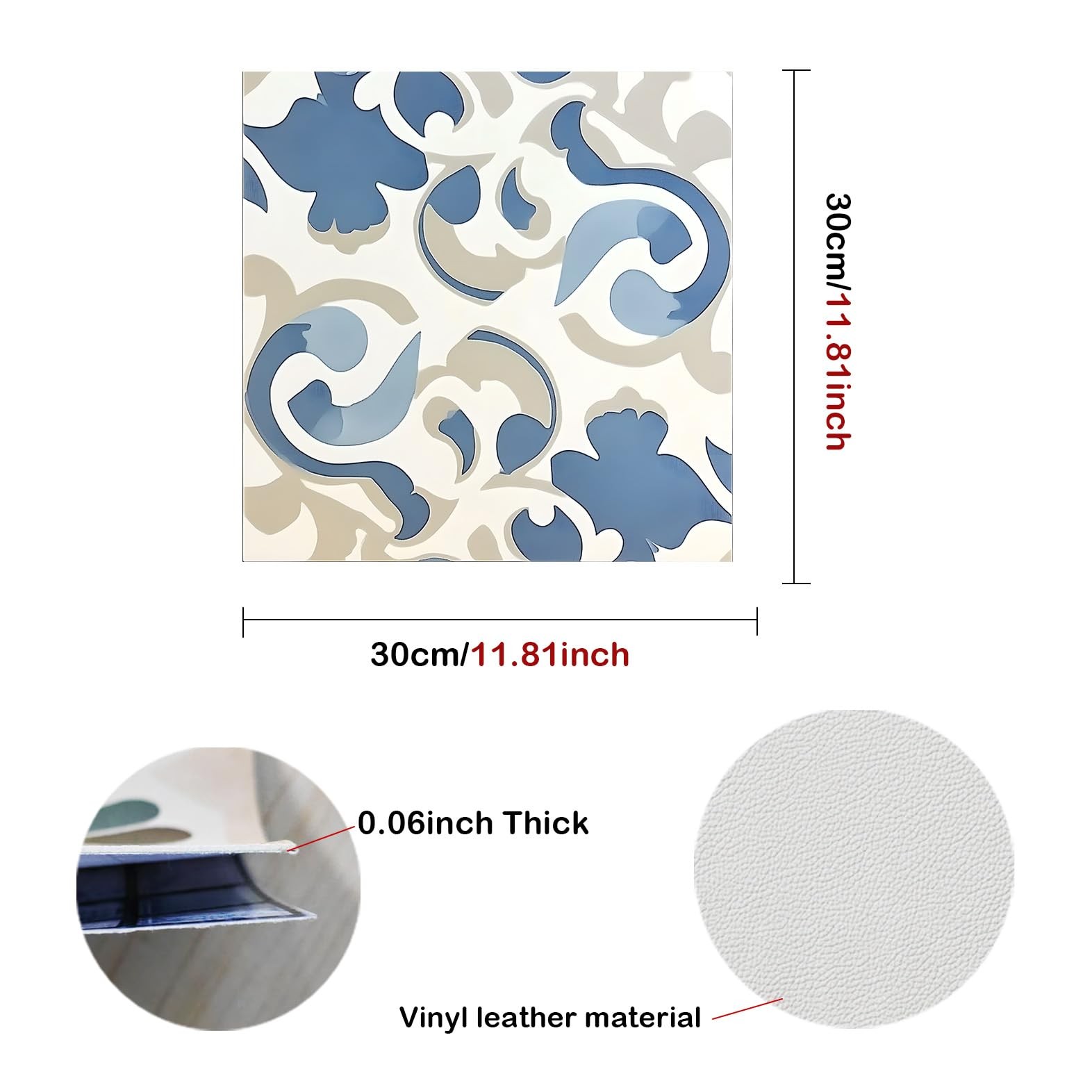 Floral Pattern Vinyl Floor Coverings 10 Pcs 12×12 Inches – Peel and Stick Bac…
