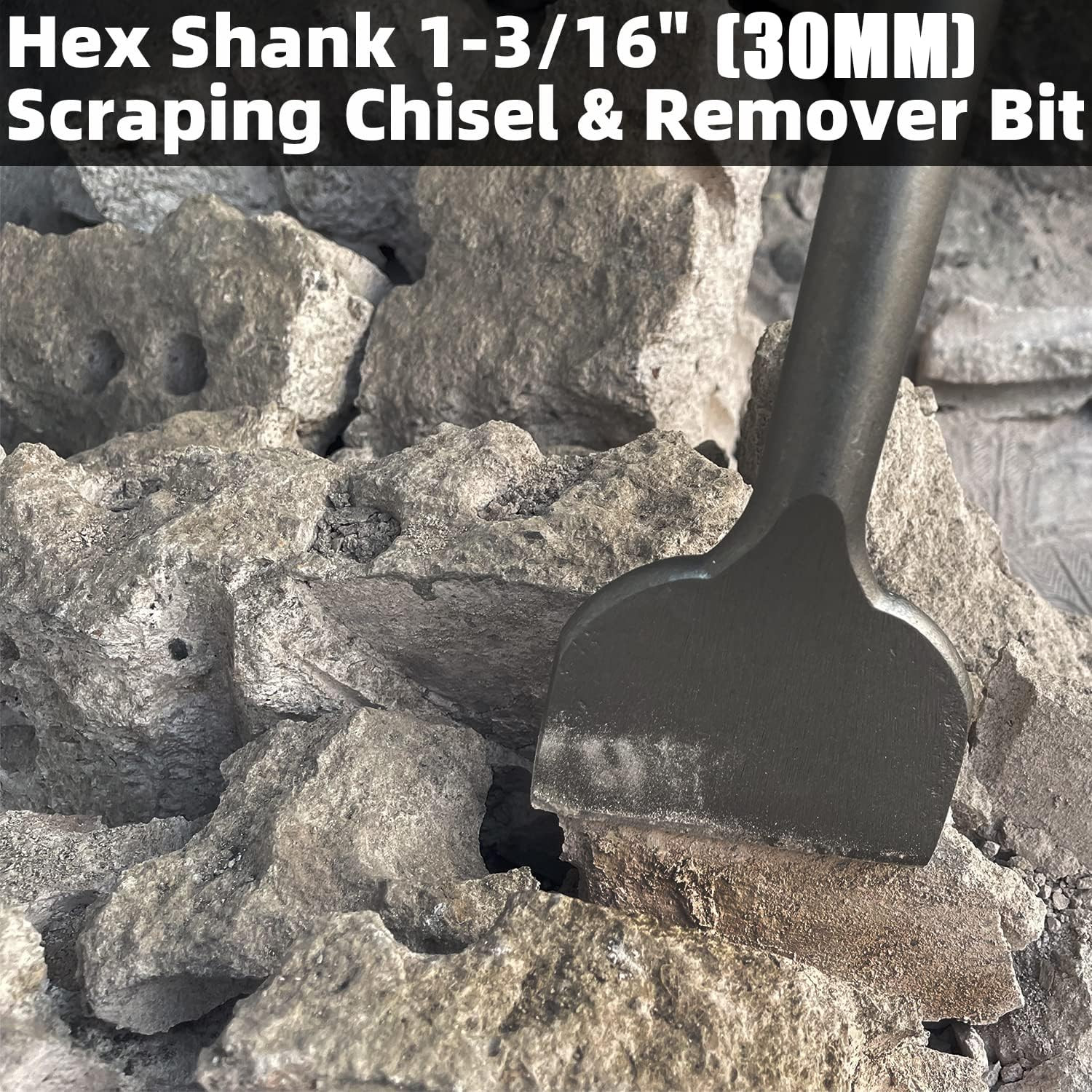 JACKCHEN 4 Inch Wide Tile & Removing Tile and Stone Chisel for Hex.30Mm Demoliti
