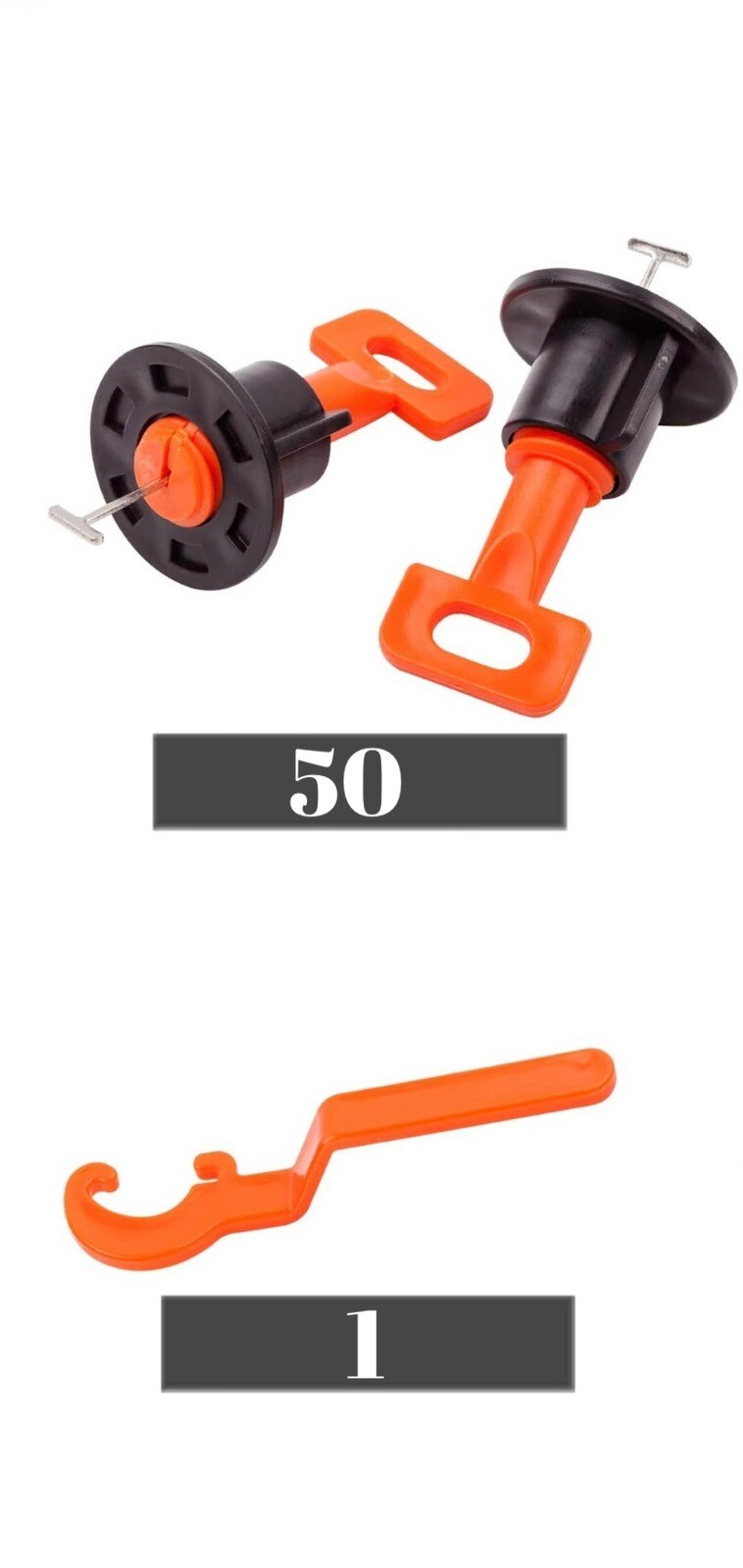 TILE T LEVELING SYSTEM KIT WITH 50PCS TILES T LEVELERS & 1 SPECIAL WRENCHES