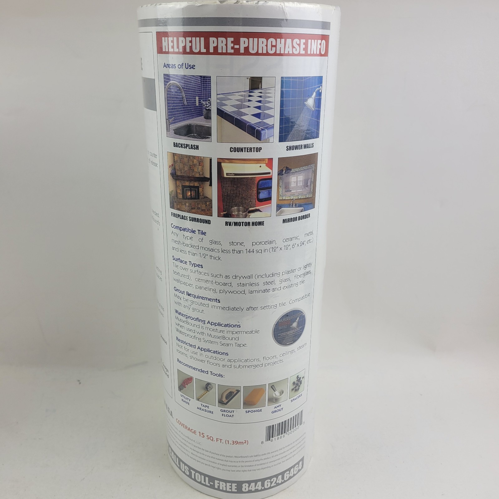 Lot of 2 Mussel Bound Adhesive Tile Mat 15 Sq Ft Each (30 Sq Feet Total) NEW