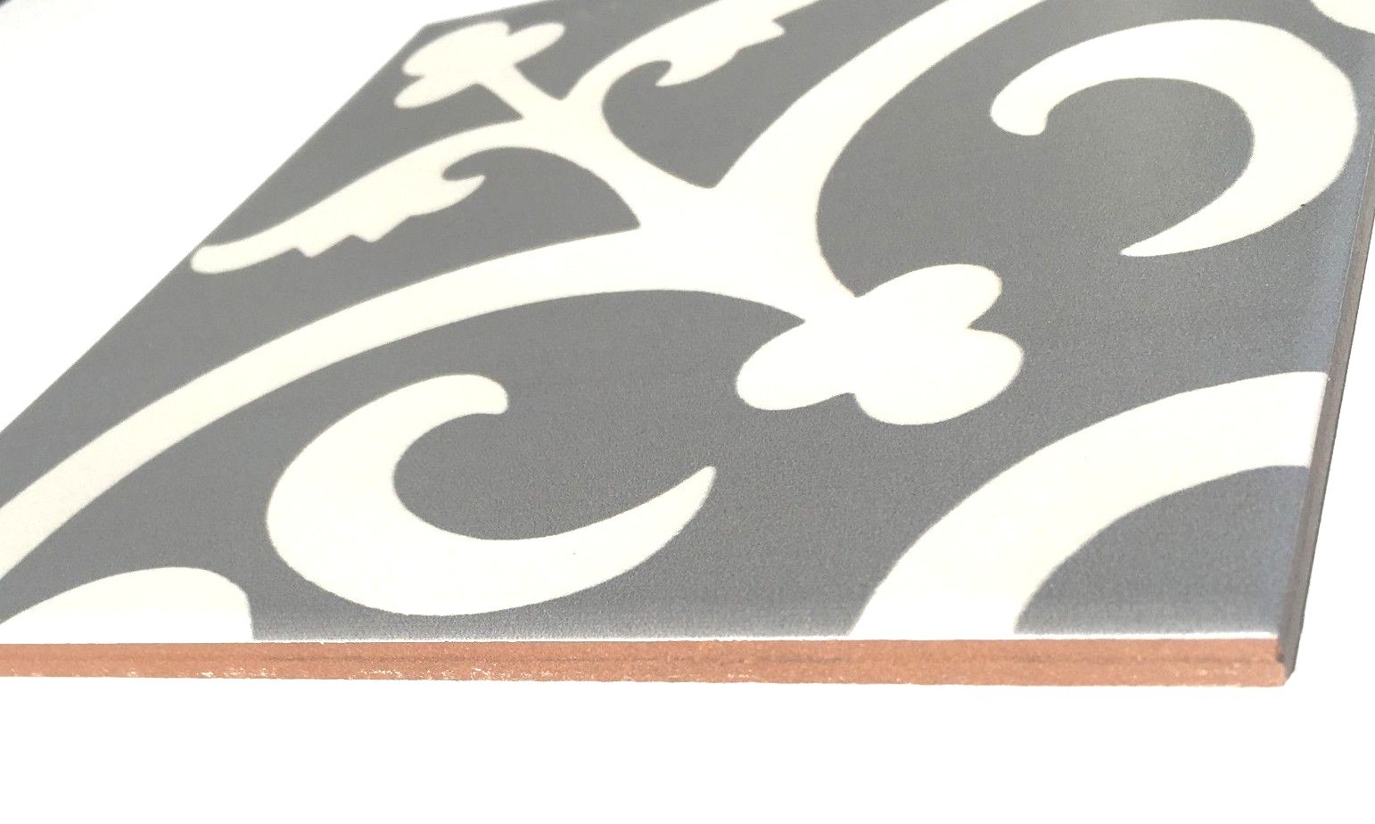 Flora Encaustic Soft Gray White 8×8 Satin Glaze Ceramic Tile (PER PIECE)