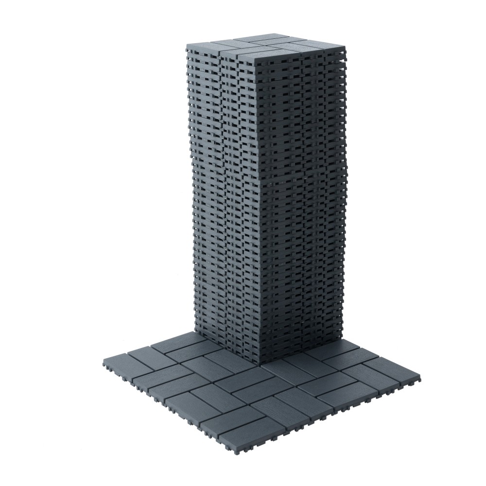 44 Pack Plastic Interlocking Deck Tiles 12″x12″ Square Waterproof All Weather