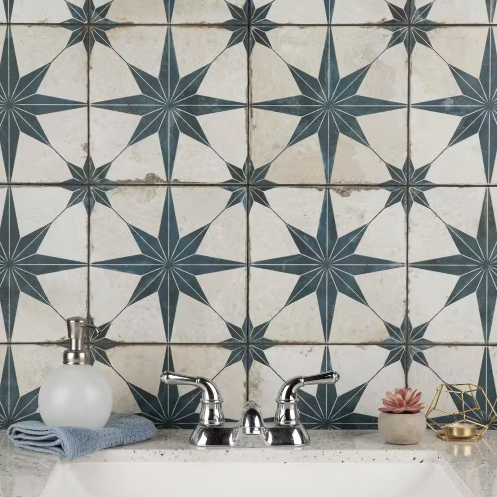 Kings Star Blue 17-5/8 In. X 17-5/8 In. Ceramic Floor and Wall Tile (10.95 Sq. F